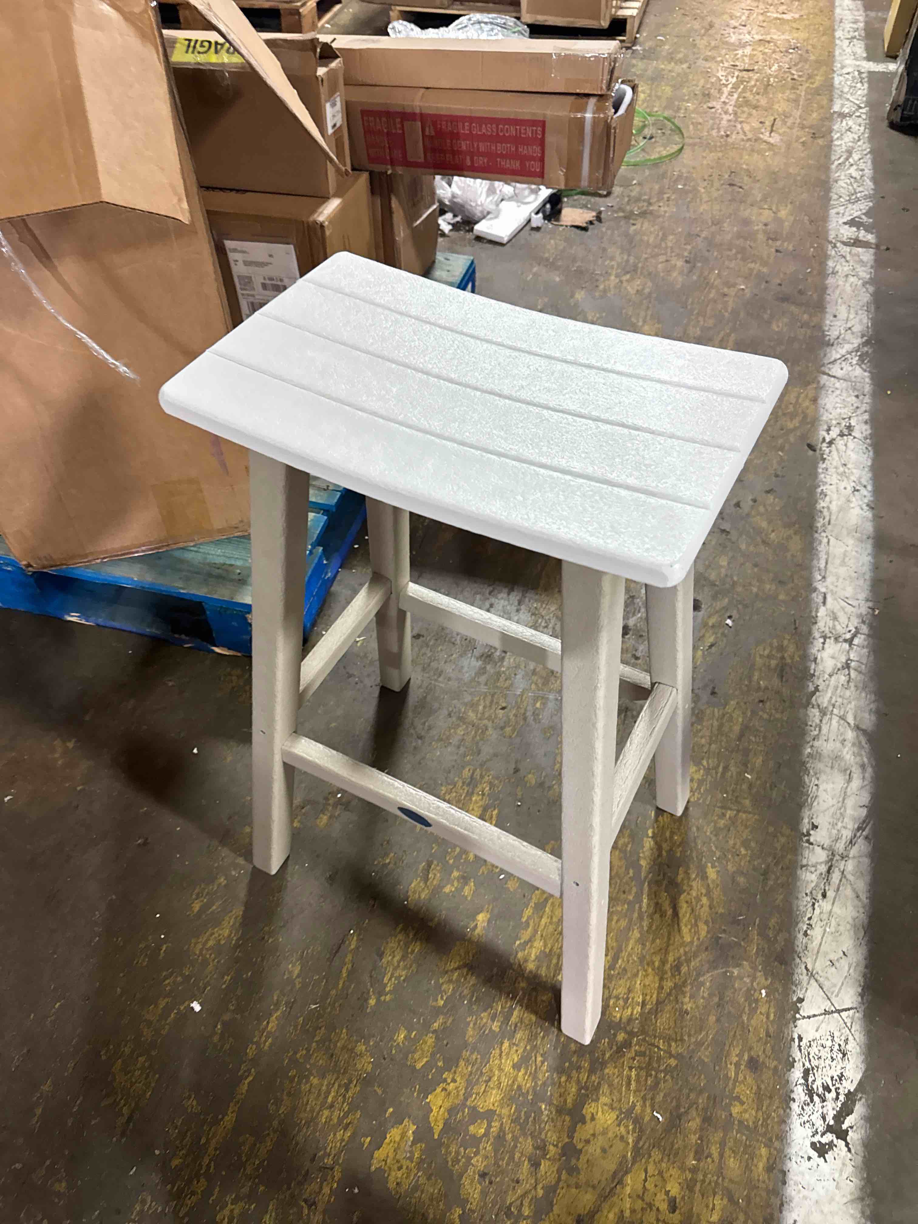 Condition photo showing New/Like New for hdpe plastic outdoor bar stool (ivory)