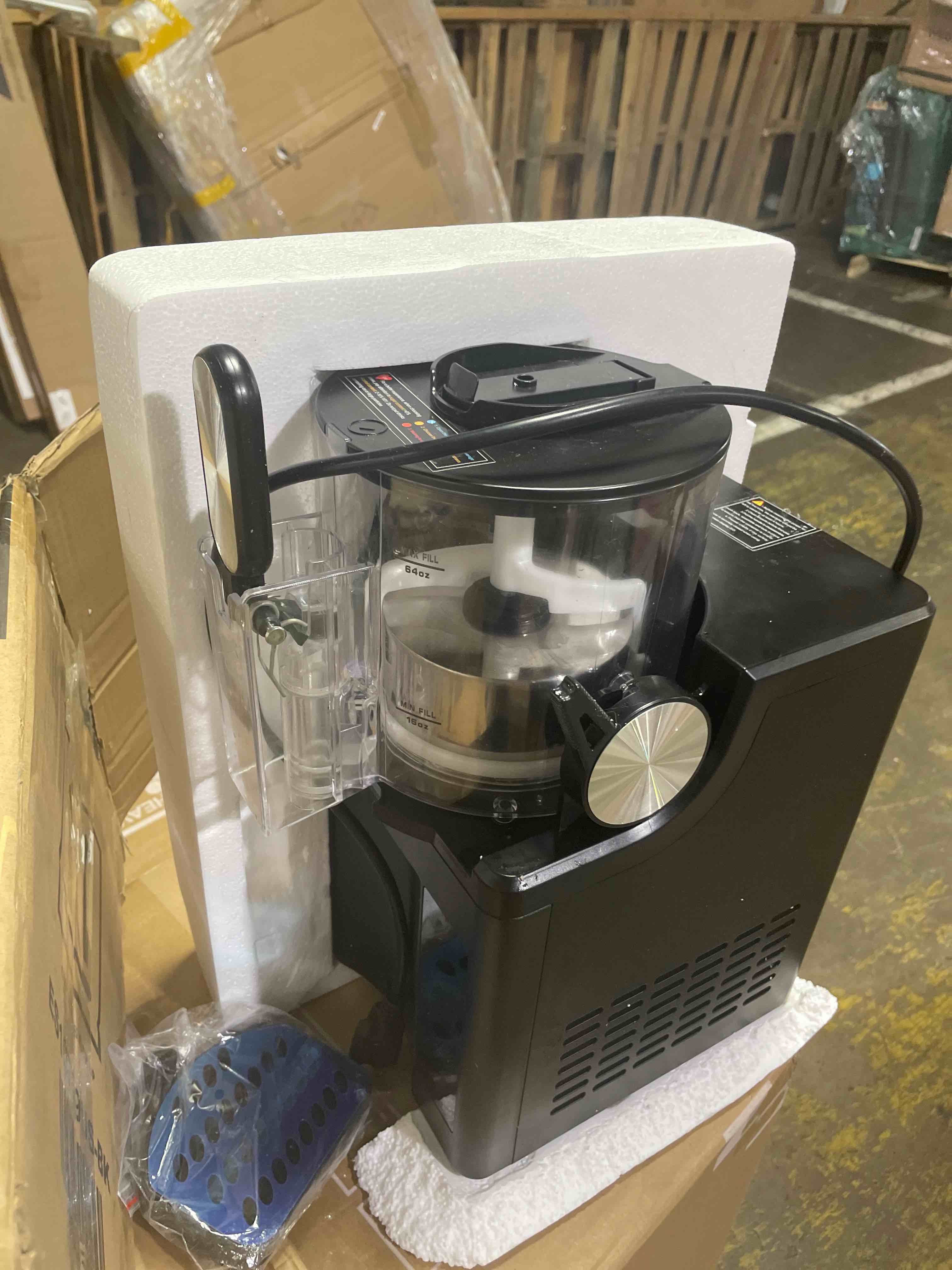 Condition photo showing As Is for soft ice cream machine and slushie maker 1.5l, 220w countertop iced drink maker with touch control, 4 in 1 chilled drink maker, for home parties/cafes/offices/gyms/markets b
