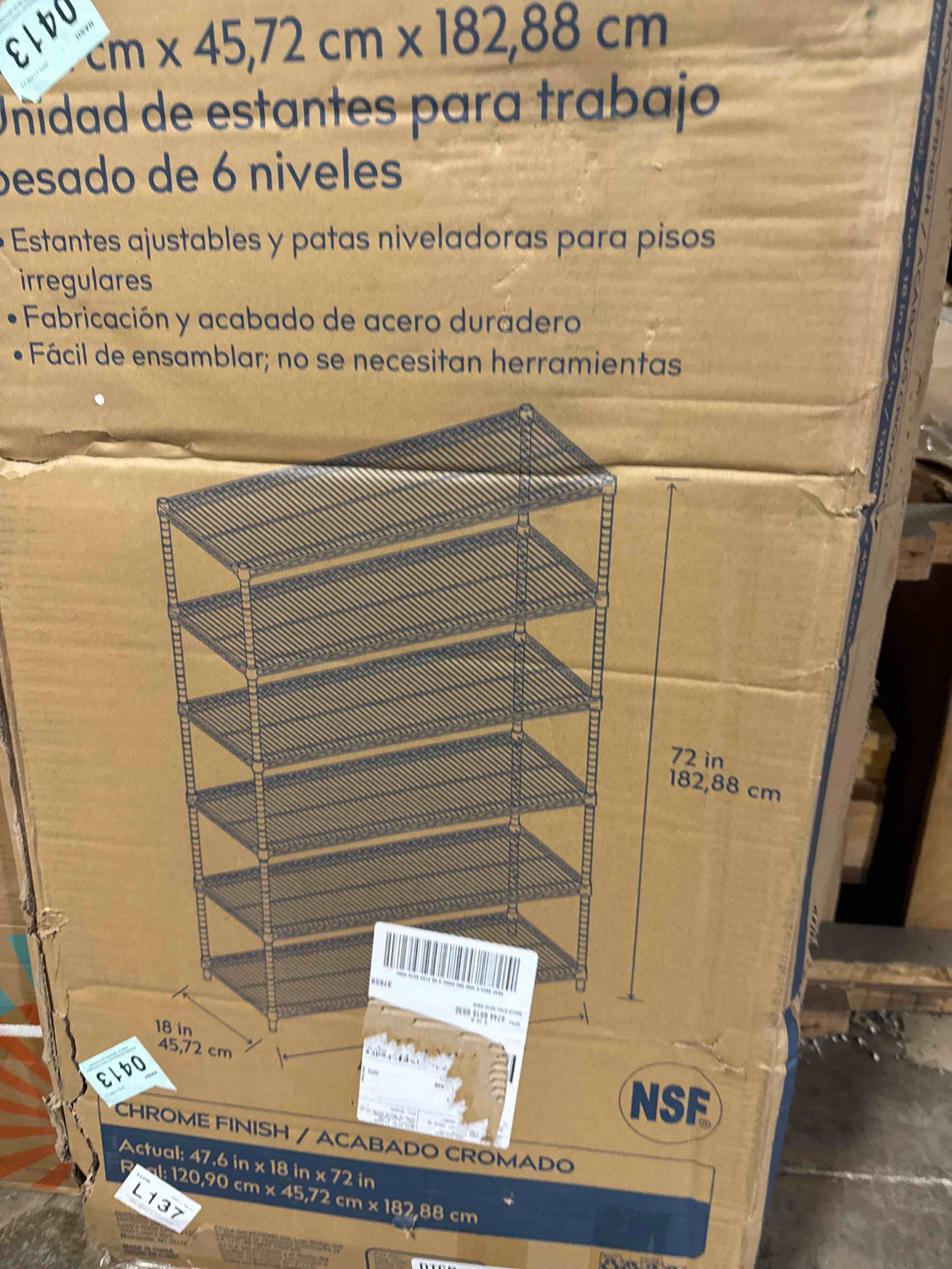 Condition photo showing Good Condition for style selections 72-in h x 47.7-in w x 18-in d 6-shelf steel nsf certified freestanding shelving unit
