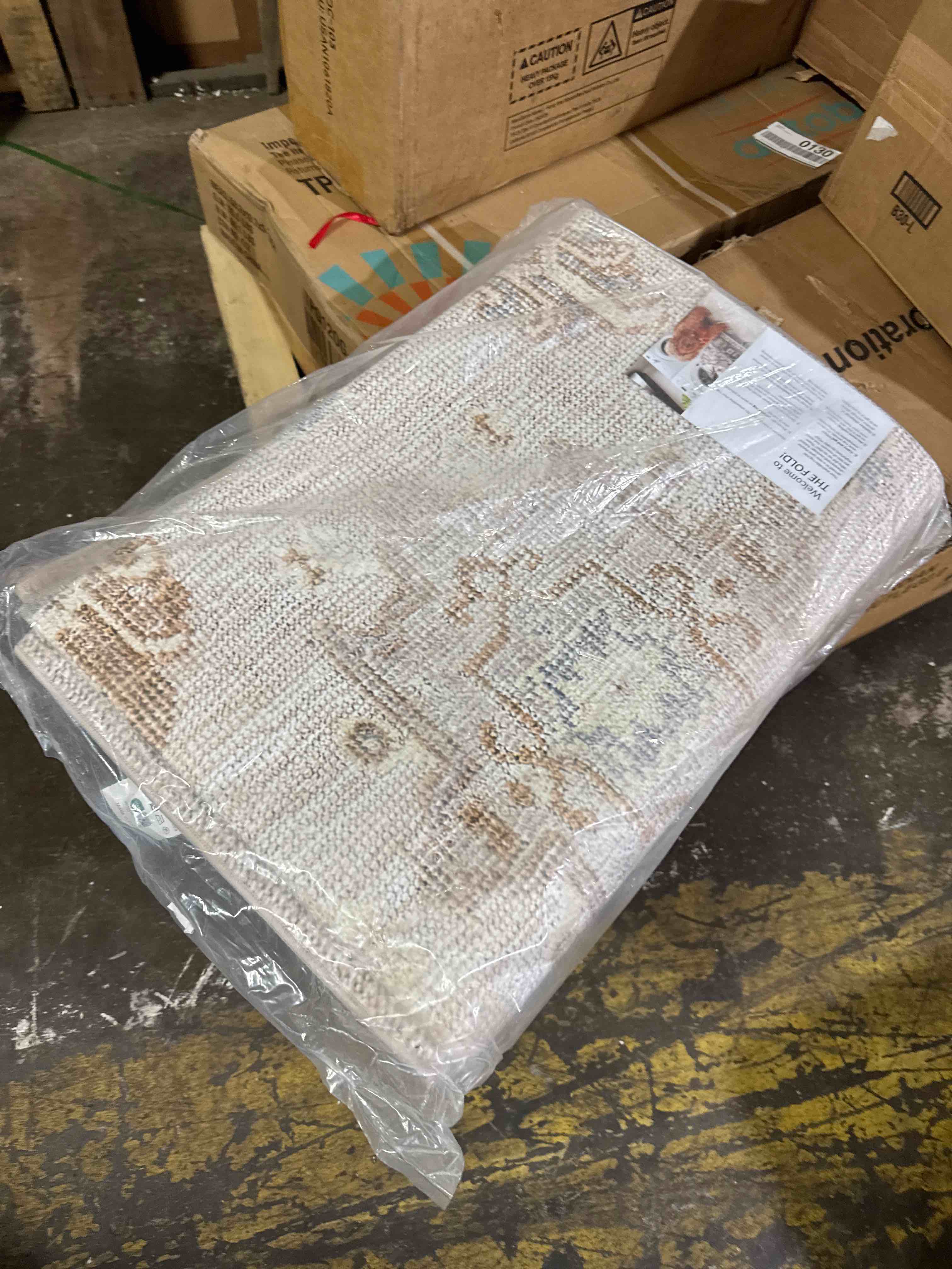 Condition photo showing New/Like New for befbee 8x10 area rugs for living room, stain resistant neutral washable rugs for dining rooms, floral vintage non-slip thin large size area rug(brown)