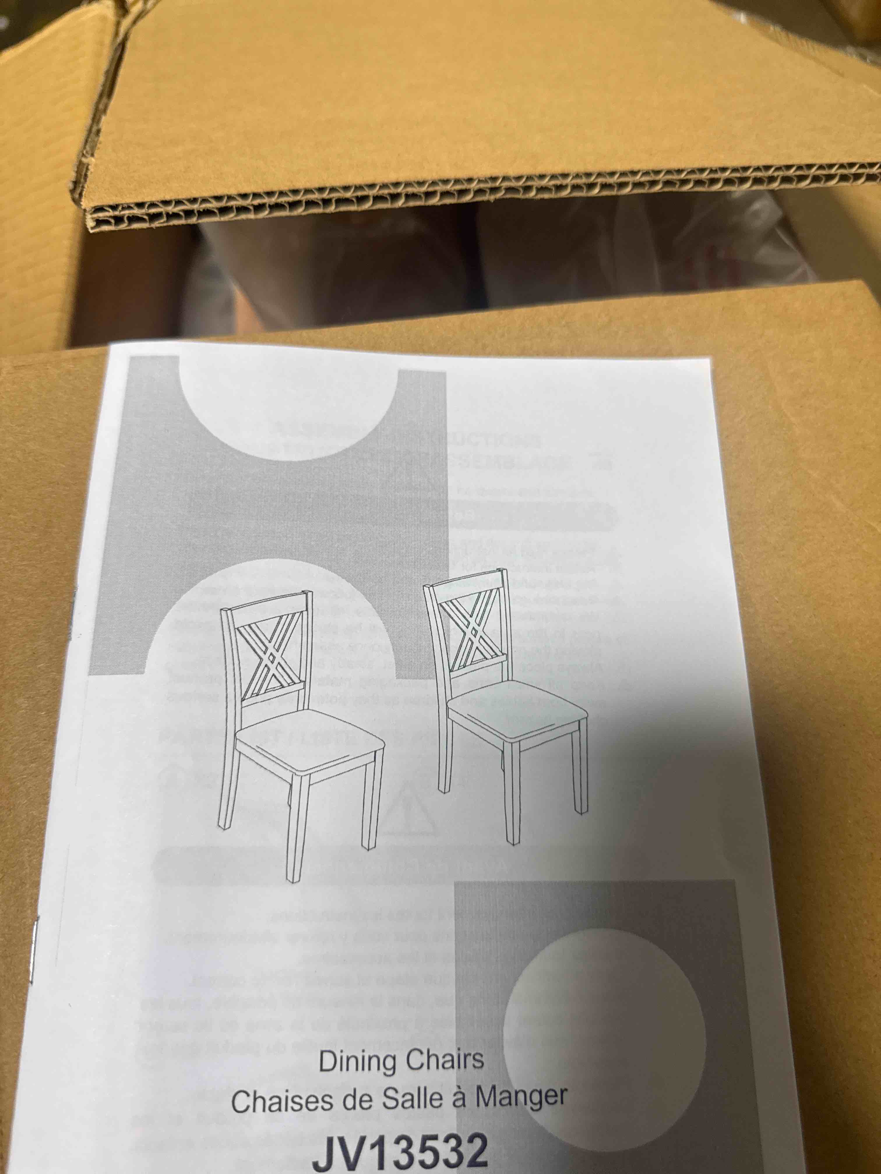 Condition photo showing New/Like New for hulala home rustic farmhouse dining chairs set of 2, solid wood frame in natural, double cross back, upholstered cushions for kitchen or dining room, natural( similar see pics)