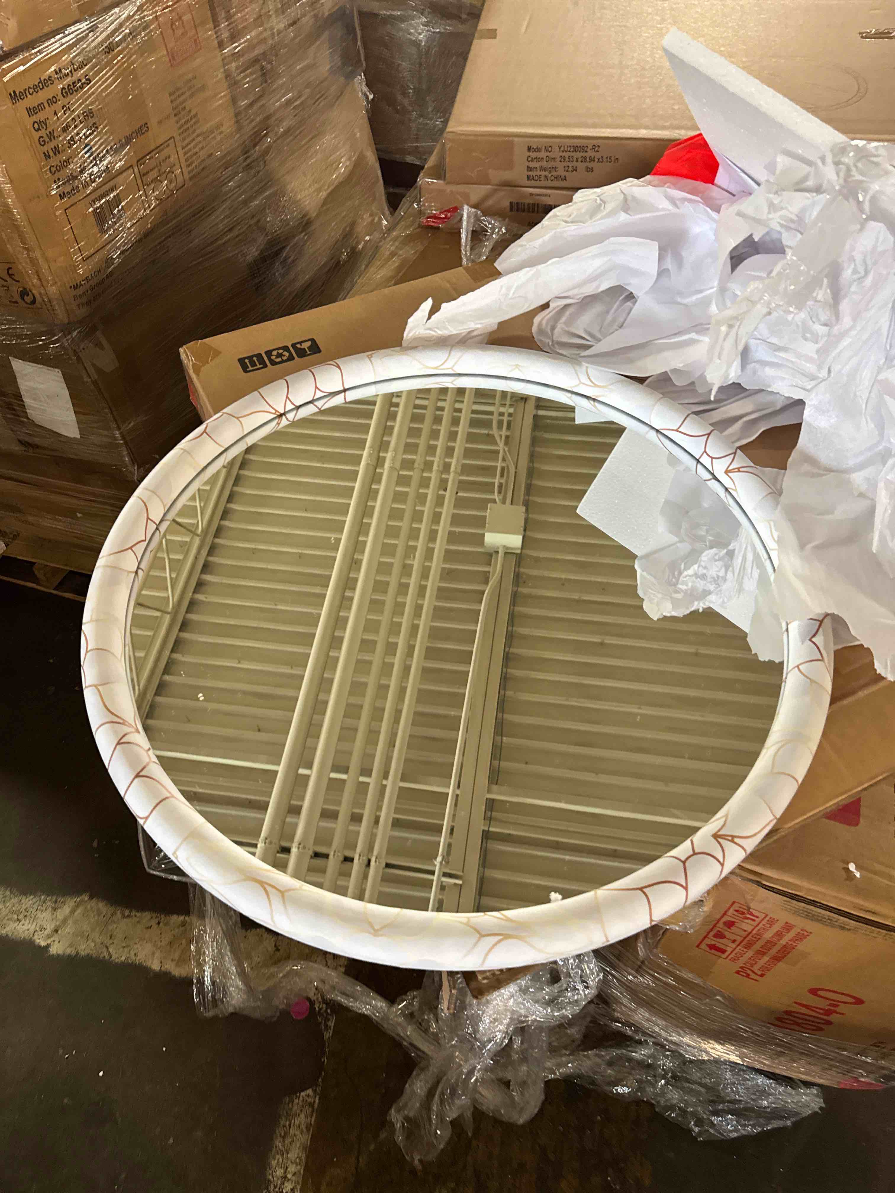 Condition photo showing New/Like New for round white post modern wall hanging mirror, circular space age wall mirror modernist plastic acrylic( similar)(see pics)