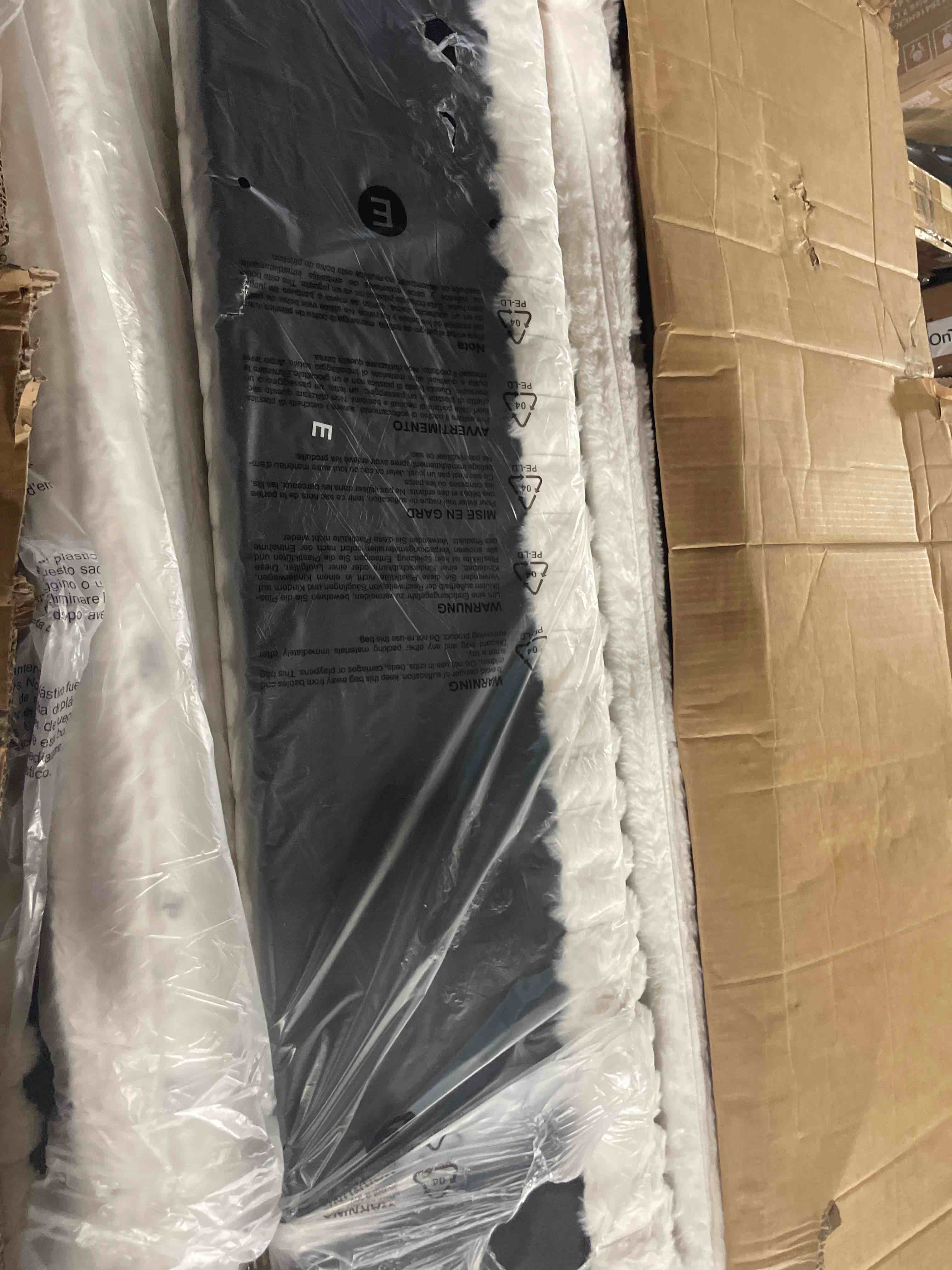 Condition photo showing Good Condition for (white)king faux-fur upholstered bed frame with 54" channeled wingback headboard