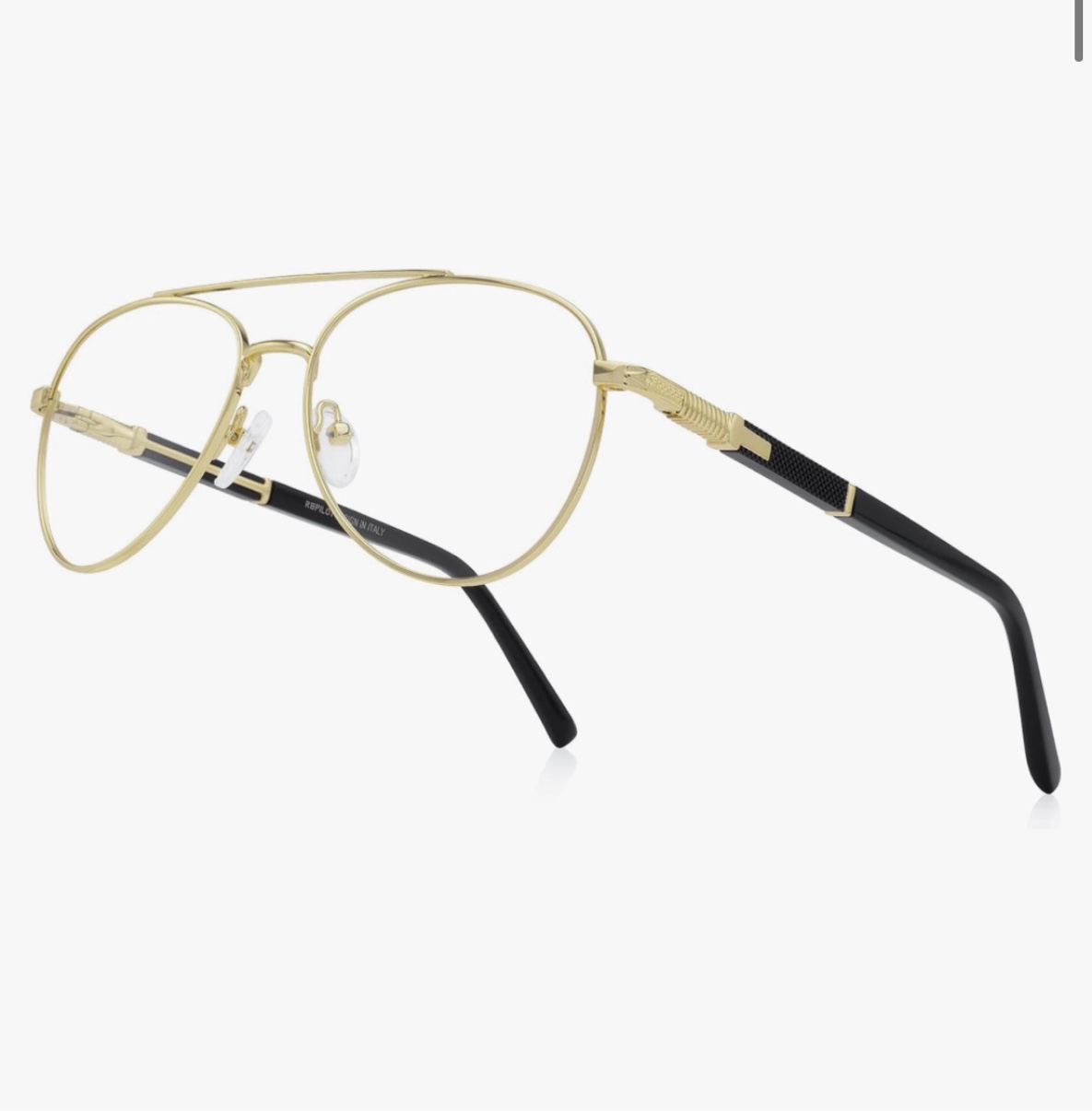 Classic Aviator Reading Glasses for Men Women Light Blocking Computer Readers Spring Hinge Metal Frame Acetate Legs Gold 1.75 x