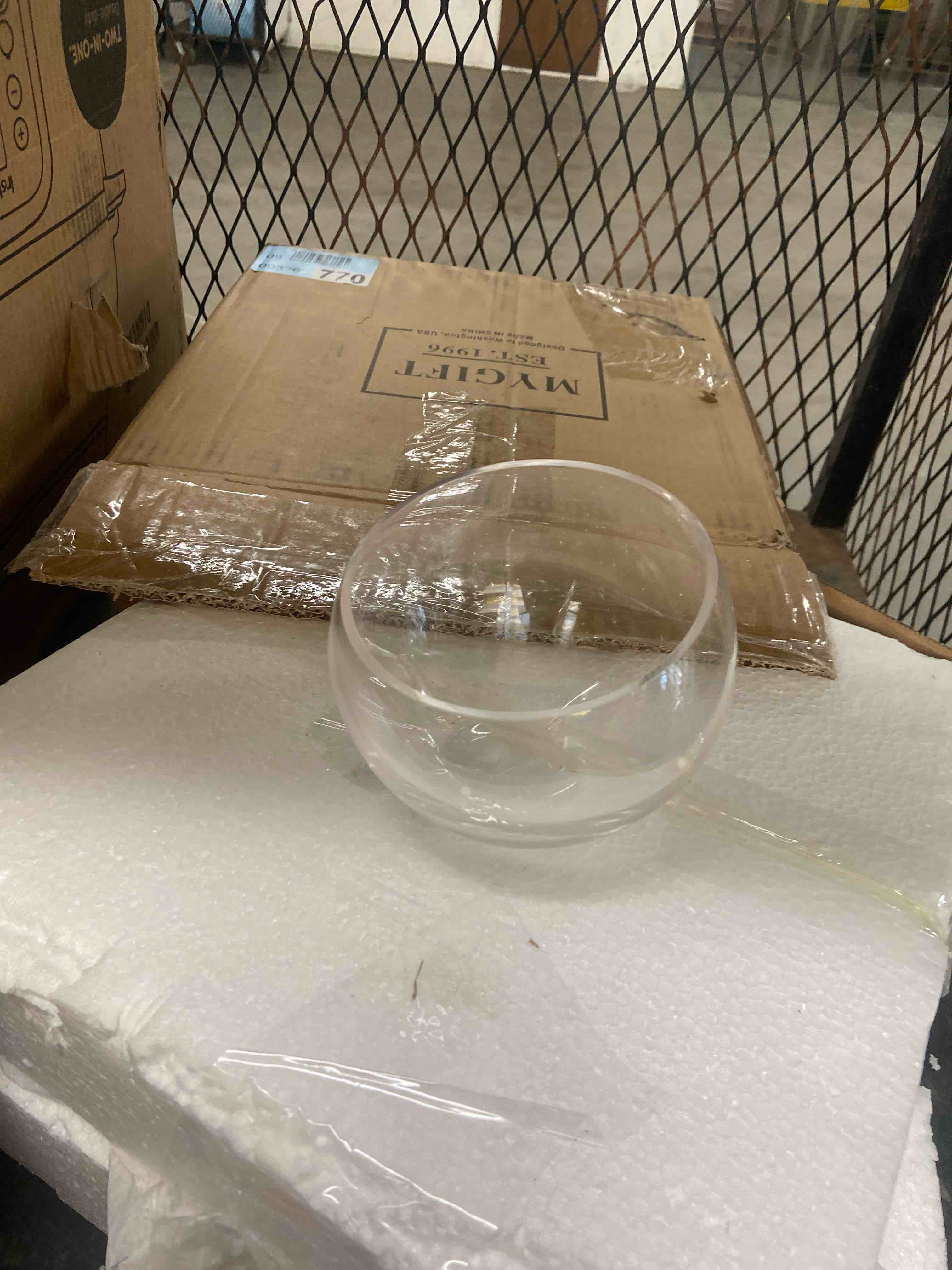 Condition photo showing New/Like New for wgv slant cut bowl glass vase bulk, width 11", height 9.5", clear terrarium, candy dish, fruit jar, floral container for wedding party event, home office decor, 2 pieces