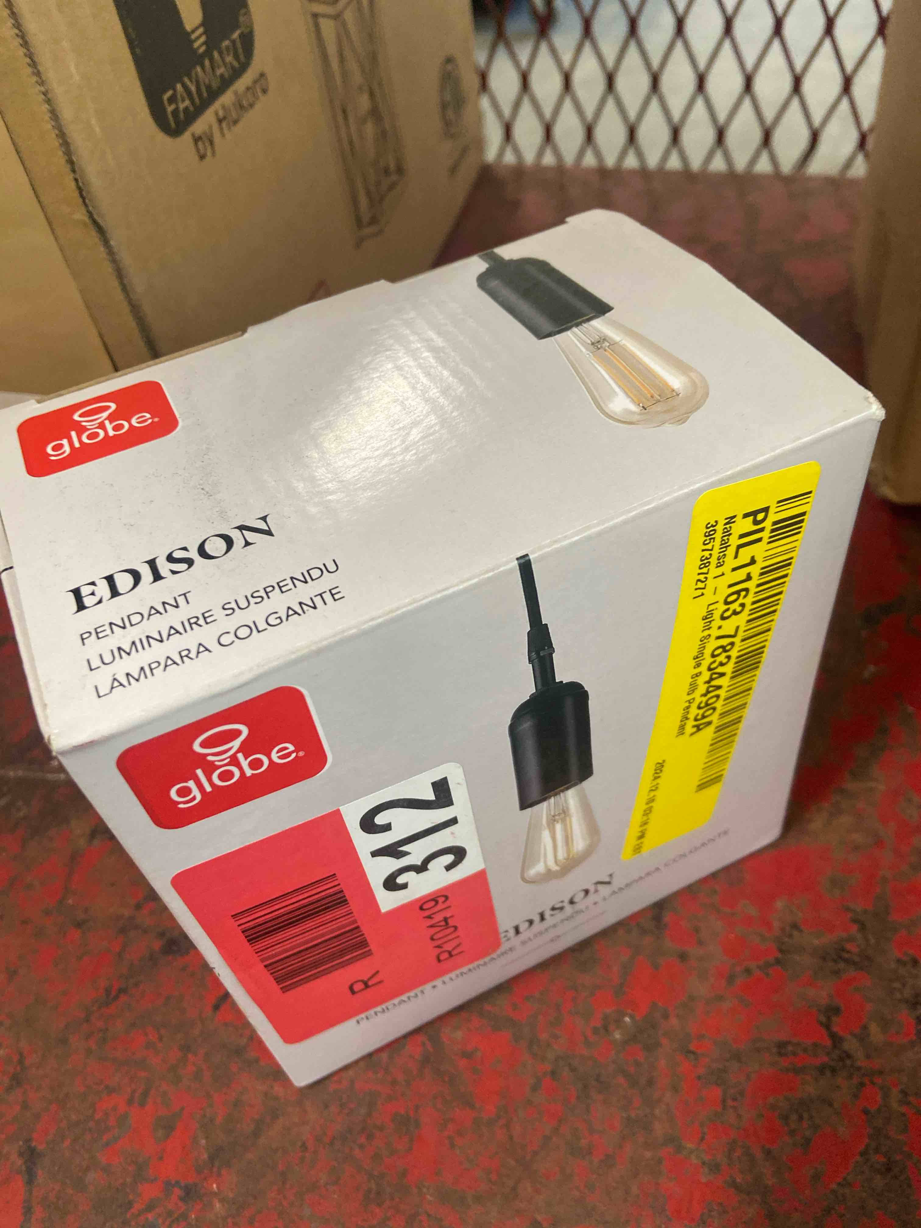 Condition photo showing New/Like New for globe electric edison 1-light matte black pendant 64906