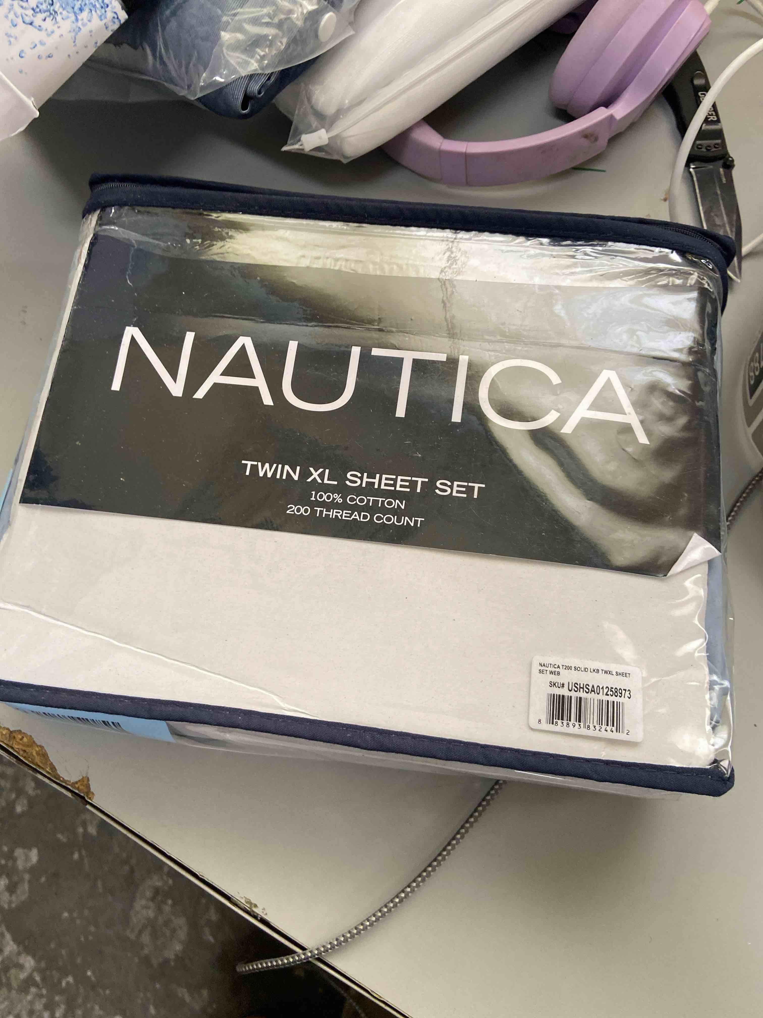 Condition photo showing New/Like New for nautica - twin xl sheets, cotton percale bedding set, casual home decor (solid light blue, twin xl) solid light blue twin xl