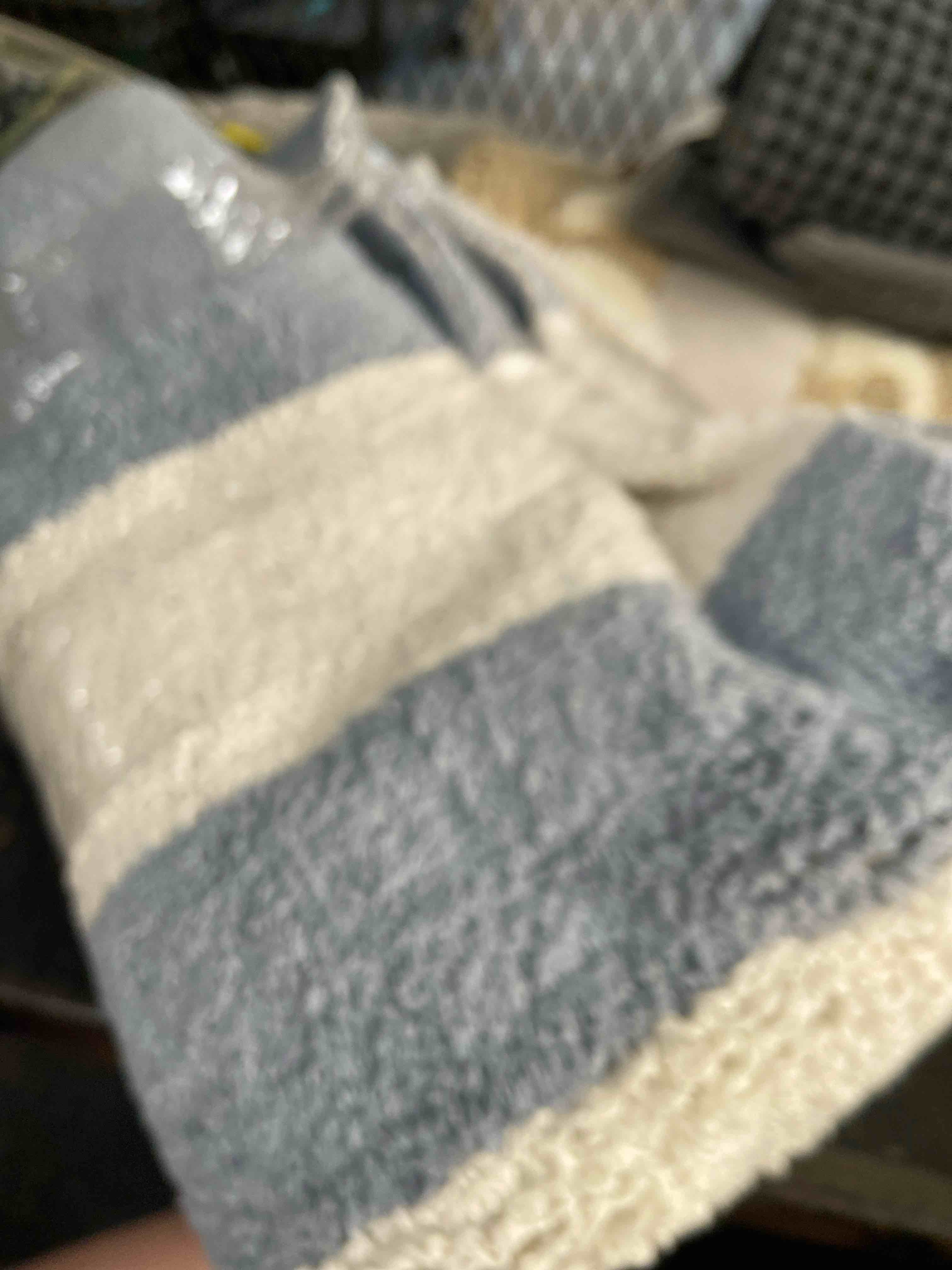 Condition photo showing New/Like New for madison park reversible spa rug 100%-cotton striped ultra soft water fast bath non-slip absorbent quick dry mats for tub, shower room, and bathroom, 24"x72", blue (mp72-6212)