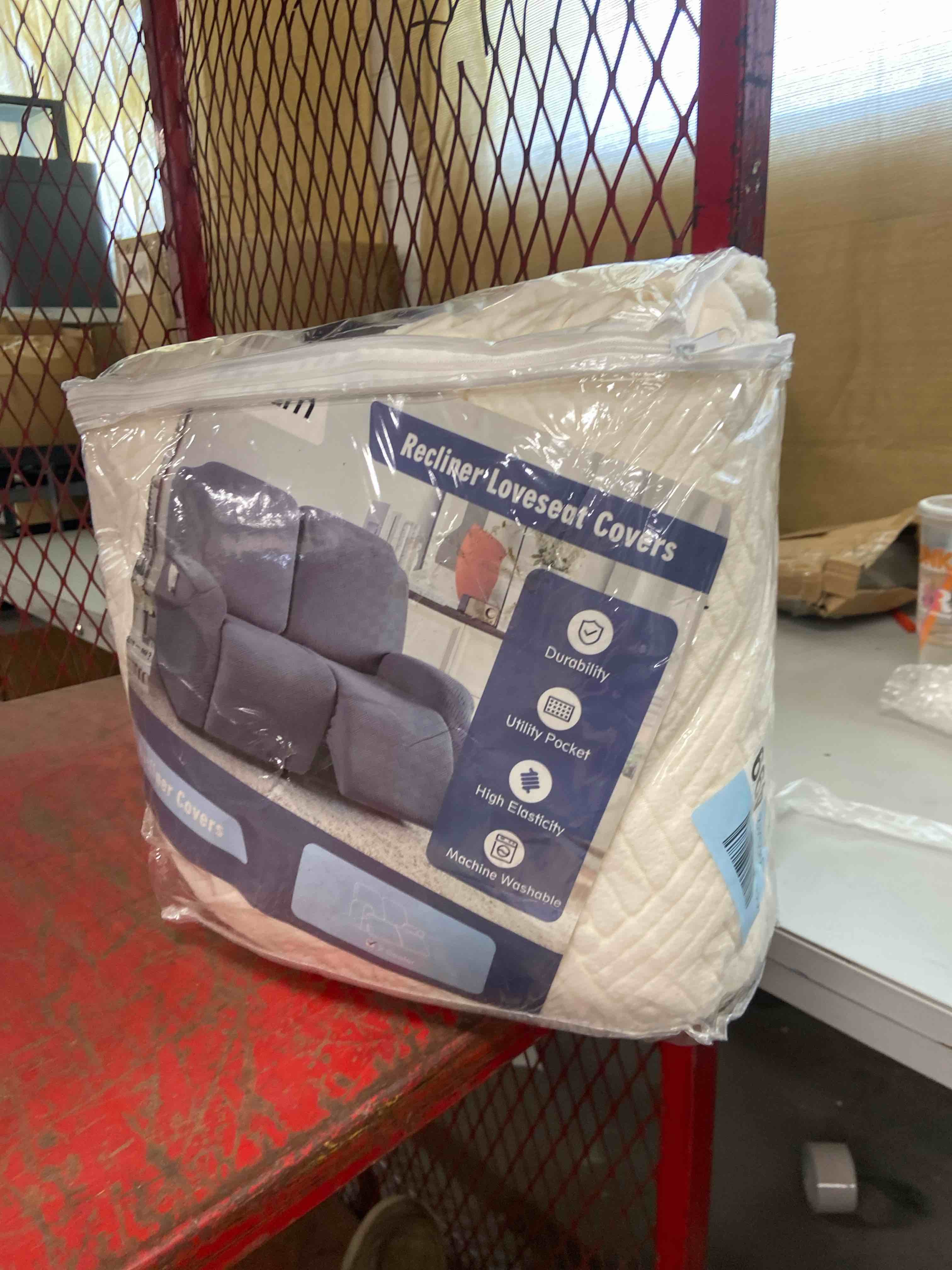 Condition photo showing New/Like New for kincam recliner covers, stretch reclining chair covers, recliner sofa slipcovers stripe jacquard recliner couch covers furniture protector covers for pet kid (2 seater, cream) cream 2 seater