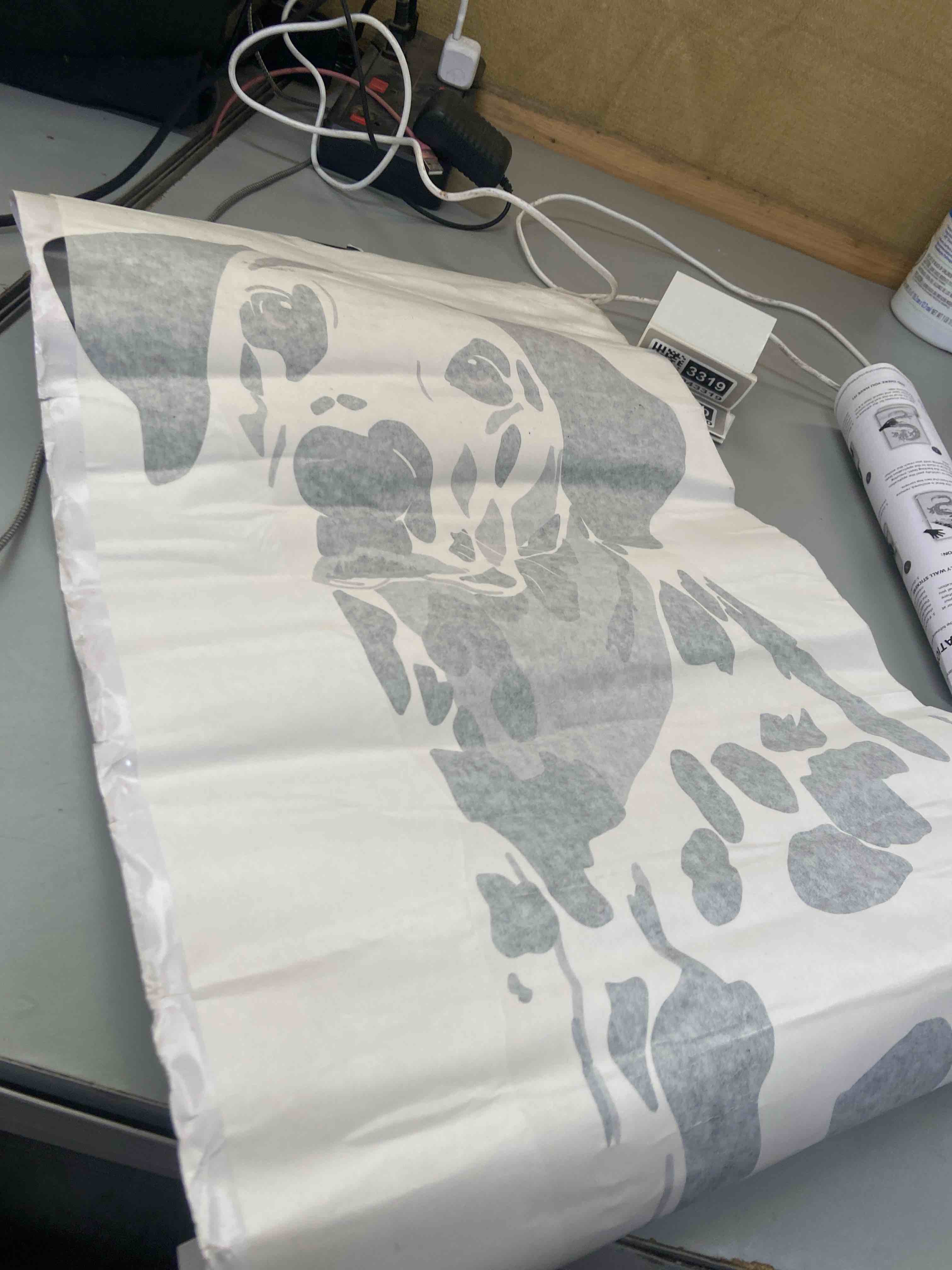 Condition photo showing New/Like New for dalmatian dog watercolor print vinyl sticker ready to press dtf transfer
