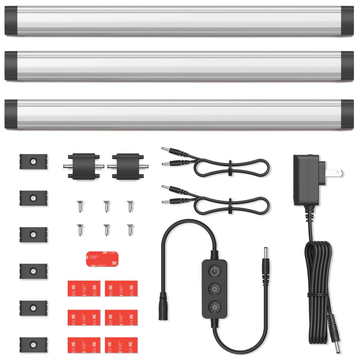inlight 12-inch plug-in led under counter lights for kitchen, day light 5000k, pack of 3, in-0110-23-sn-5k in-0110-23-sn-5k