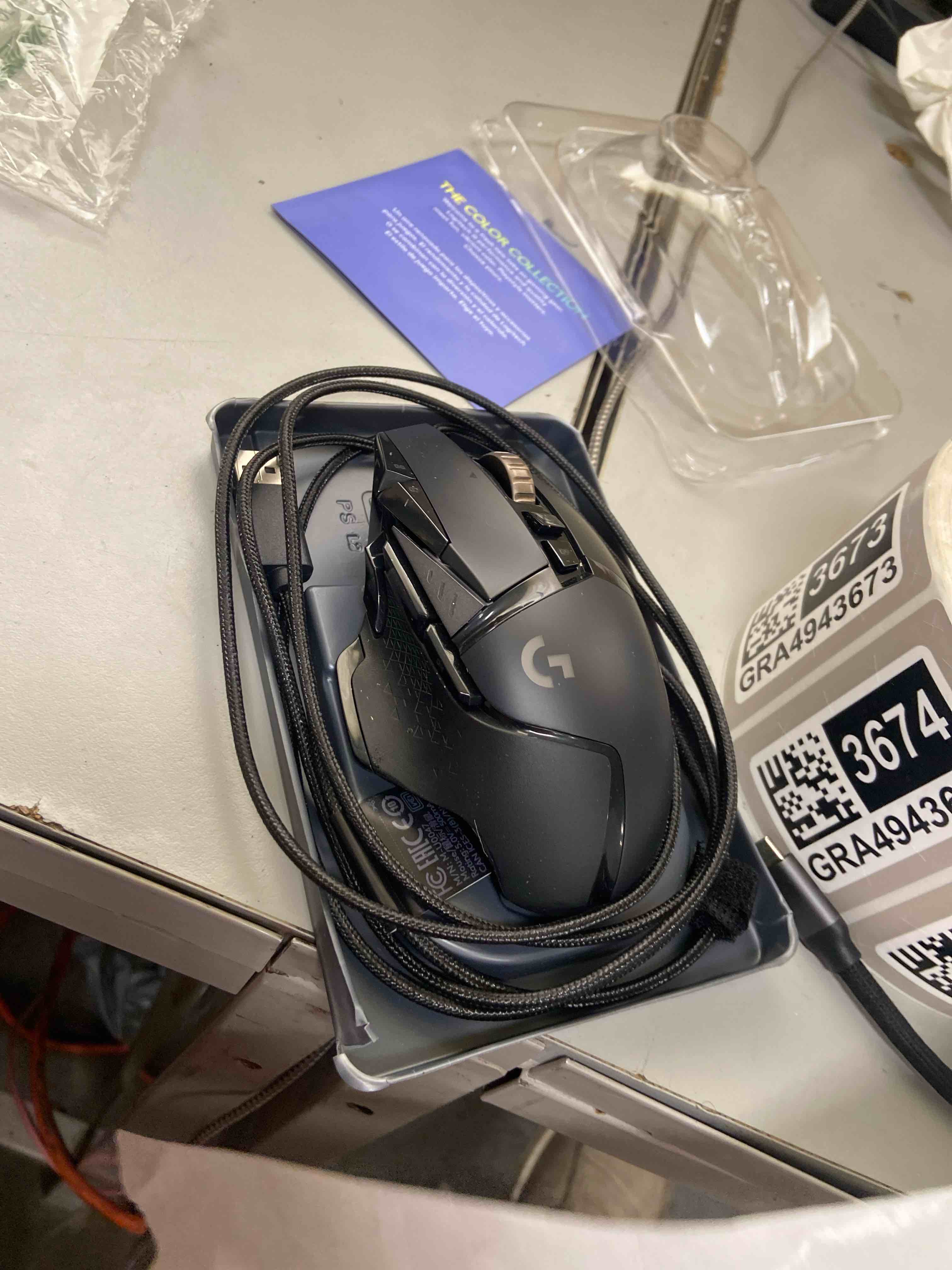 Condition photo showing New/Like New for logitech g502 hero high performance wired gaming mouse, hero 25k sensor, 25,600 dpi, rgb, adjustable weights, 11 programmable buttons, on-board memory, pc/mac - black black wired mouse