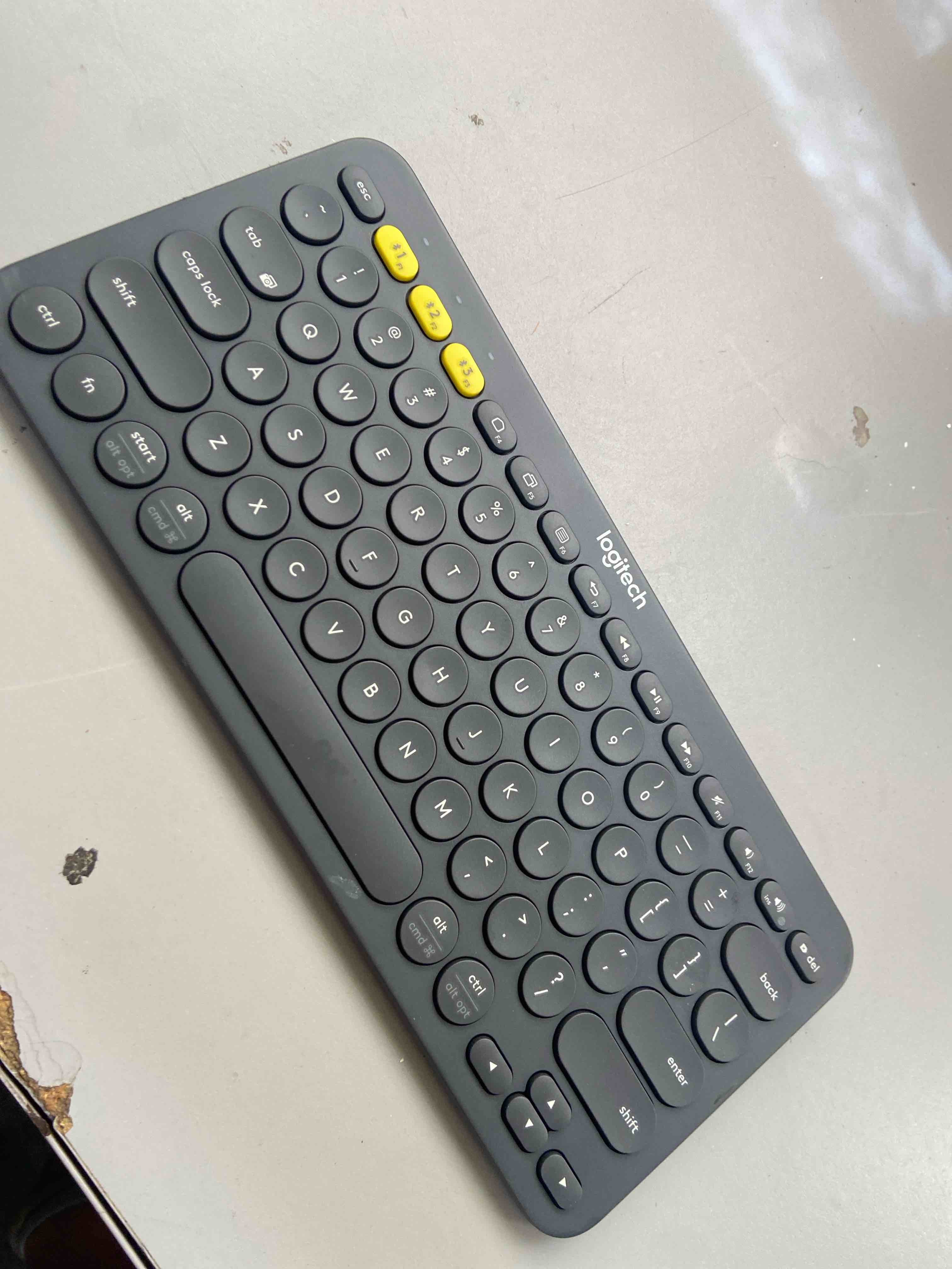 Condition photo showing Good Condition for logitech pebble keys 2 k380s, multi-device bluetooth wireless keyboard with customizable shortcuts, slim and portable, easy-switch for windows, macos, ipados, android, chrome os - tonal graphite graphite one size pc keyboard