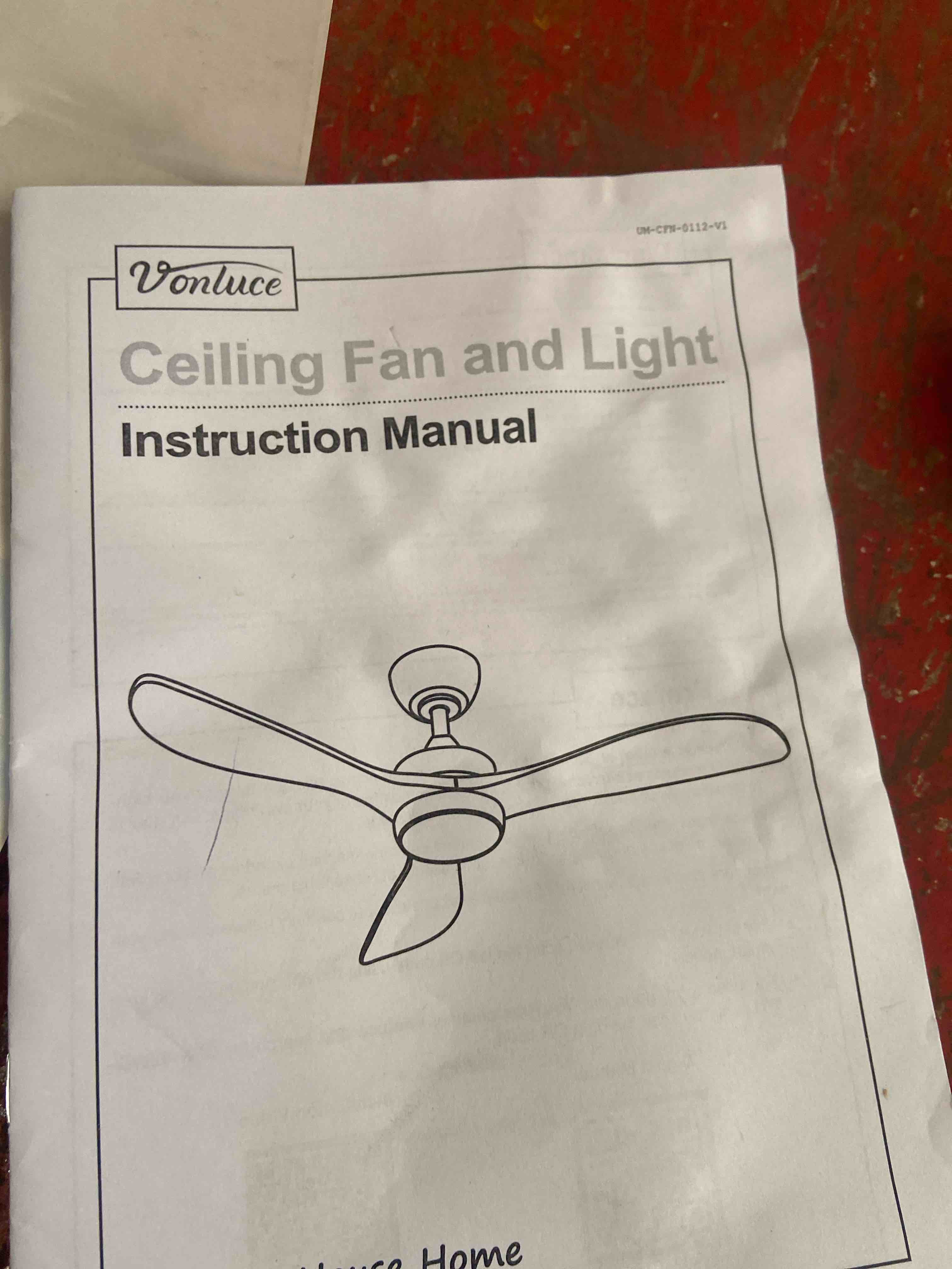 Condition photo showing New/Like New for vonluce ceiling fans with lights, 42 inch ceiling fan and remote, 6-speeds noiseless reversible dc motor, 3cct, wood ceiling fan for outdoor indoor farmhouse patios, nickel downrod mount nickel