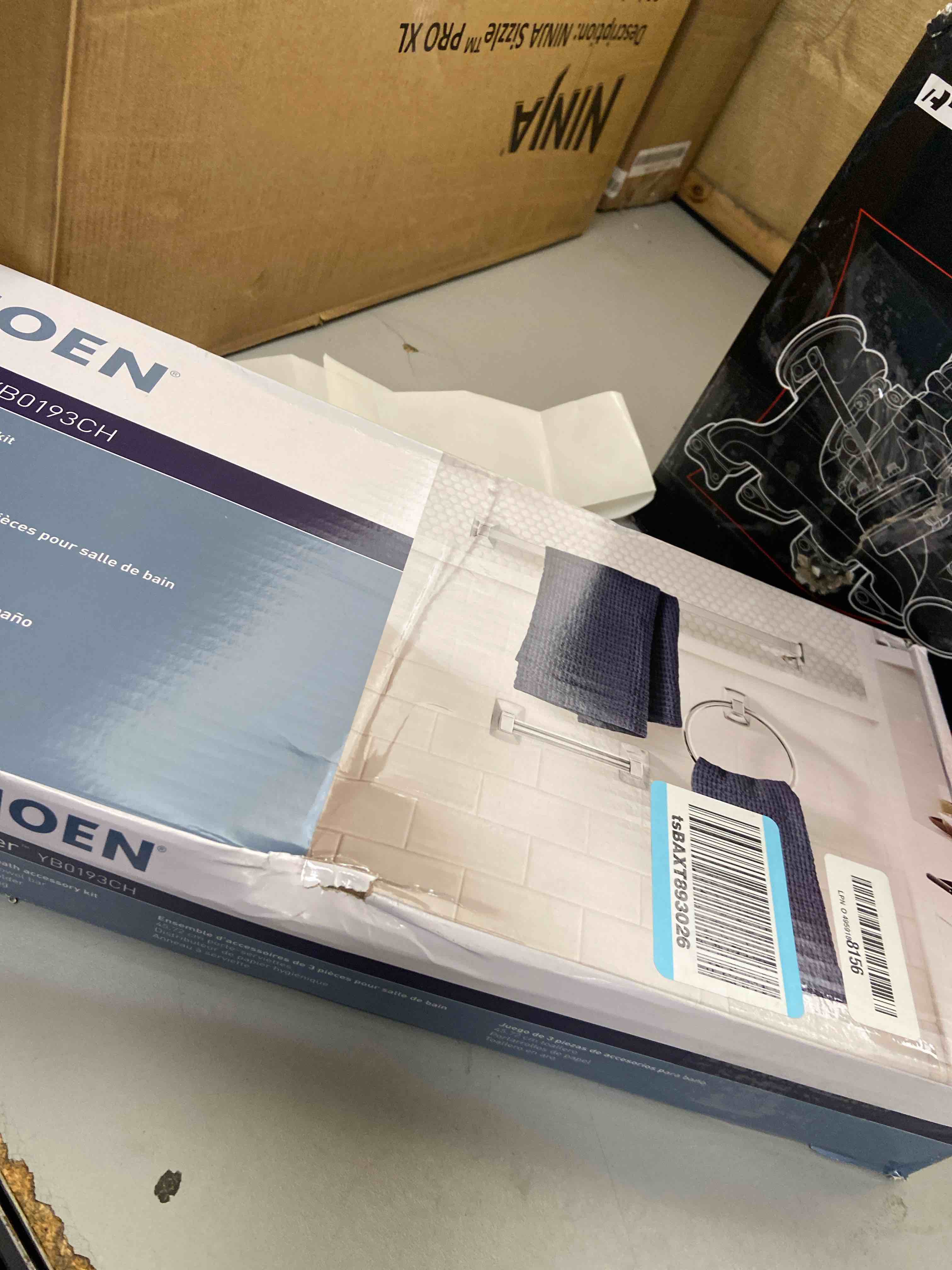 Condition photo showing Good Condition for moen yb0193ch adler spring loaded paper holder bar/towel ring, chrome