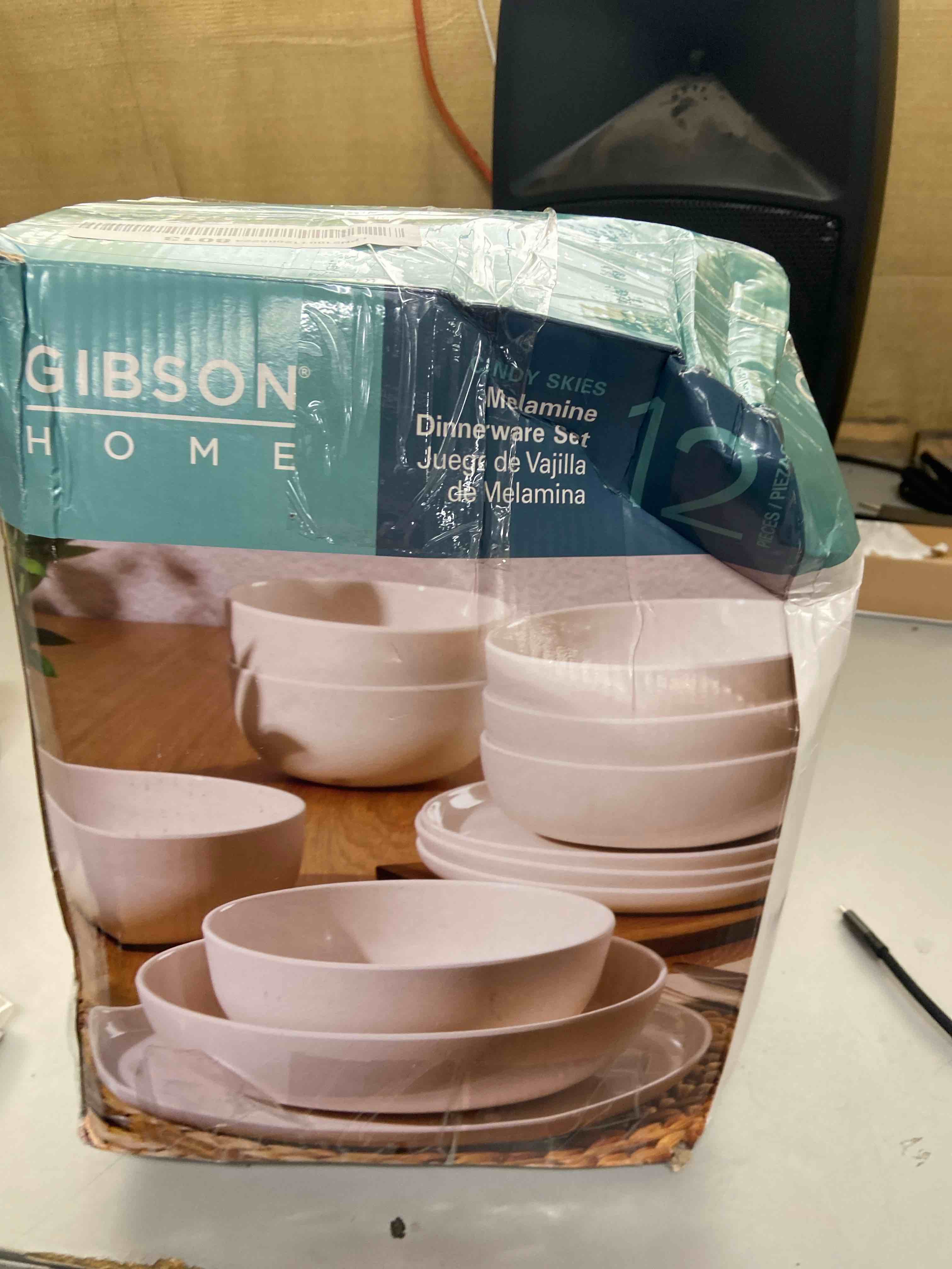 Condition photo showing Good Condition for gibson home candy skies 12 piece unbreakable wheat straw melamine plates and bowls dinnerware set - outdoor, camping, & everyday use - matte exterior/shiny interior taupe cream