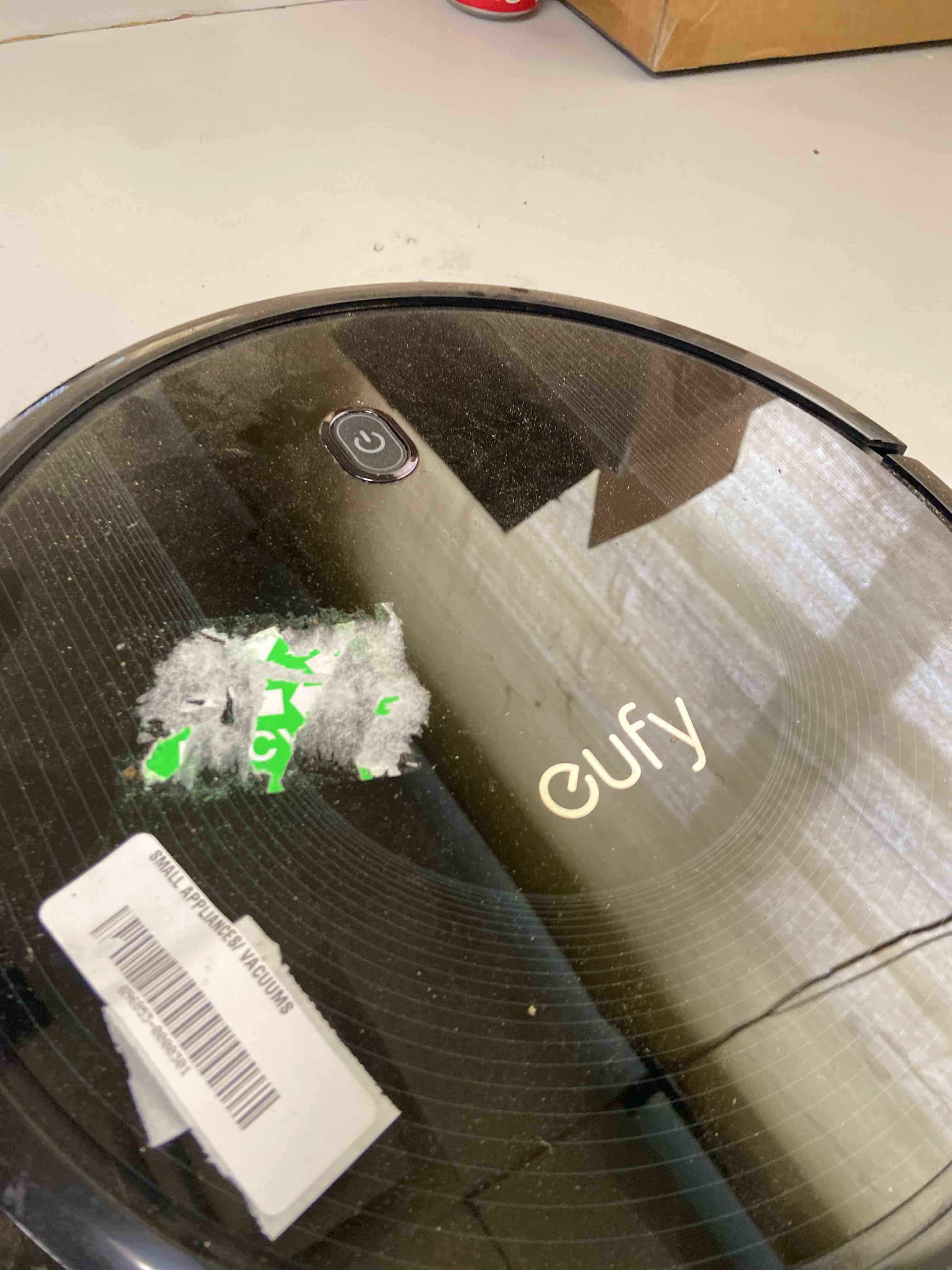 Condition photo showing As Is for eufy robot vacuum 11s max, super thin, powerful suction, quiet, self-charging robotic vacuum cleaner, cleans hard floors to medium-pile carpets, black 01-11s max
