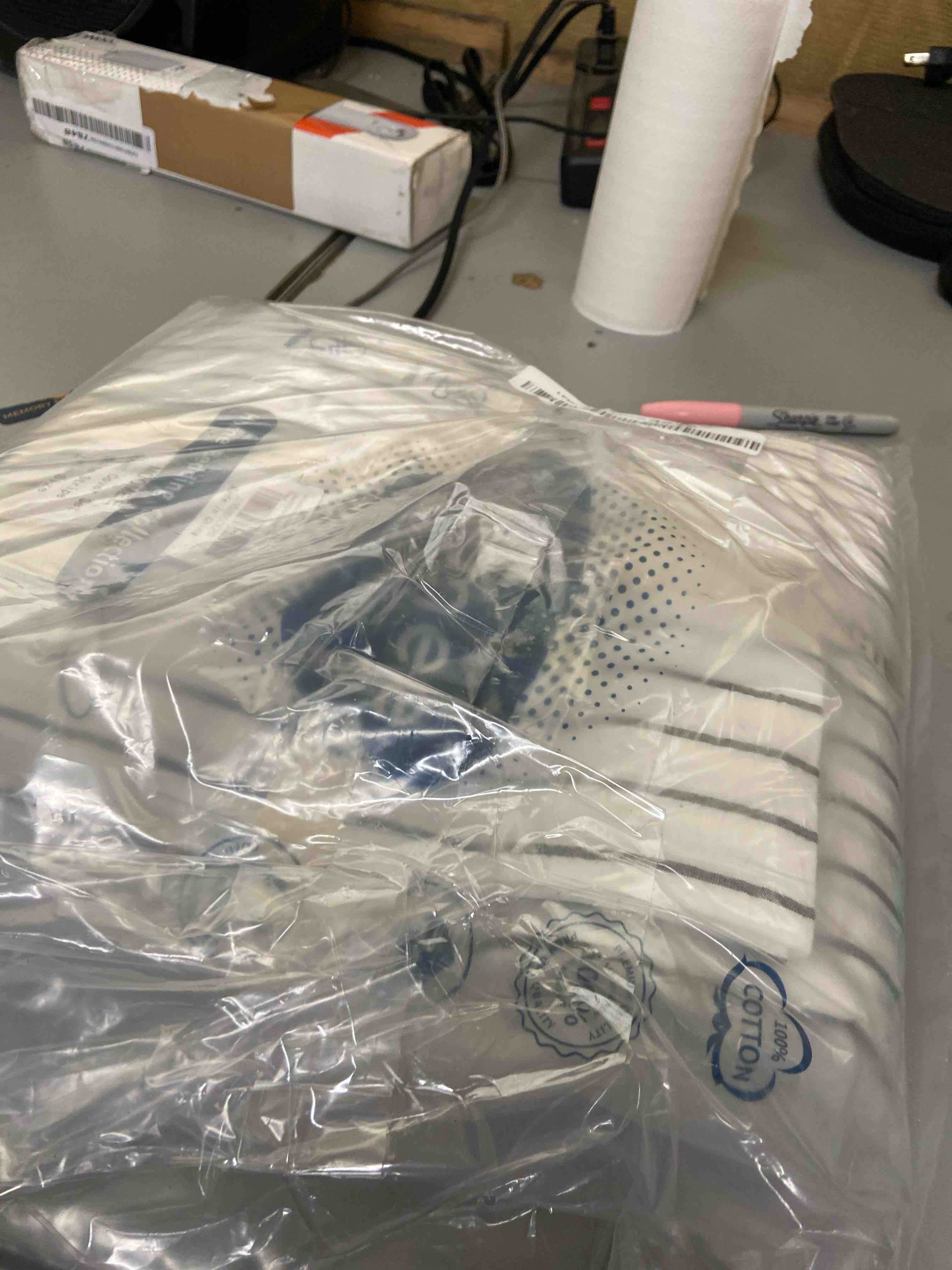 Condition photo showing New/Like New for moomee bedding duvet cover set 100% washed cotton linen like textured breathable durable soft comfy (white stripe, twin) white stripe (no comforter) twin (68"x90")
