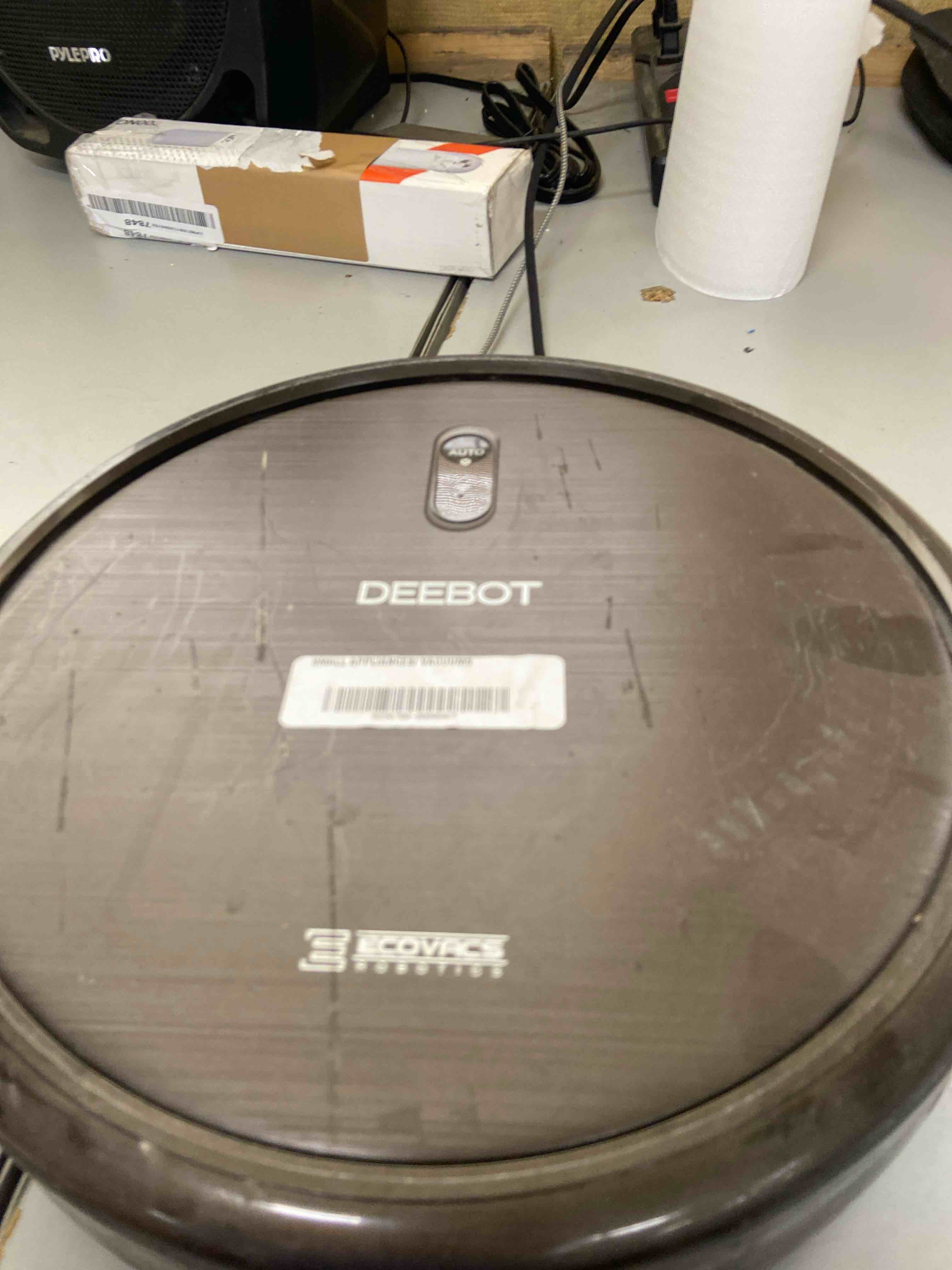Condition photo showing As Is for ecovacs robotics - deebot t8 aivi vacuum & mop robot with advanced laser mapping and ai object recognition & avoidance - black(renewed)
