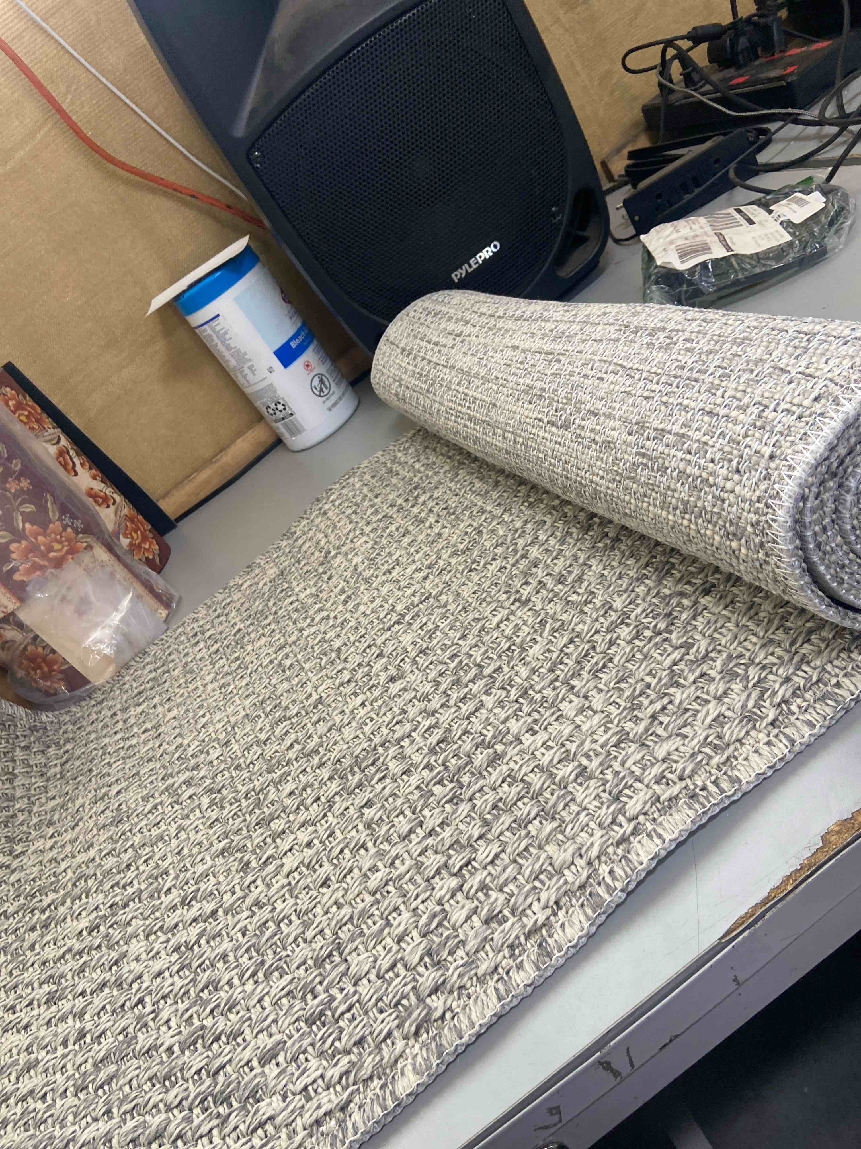 Condition photo showing New/Like New for camilson indoor and outdoor runner rug gray solid boho woven design easy-cleaning non shedding farmhouse living room bedroom garden patio and kitchen washable outside carpet alfombras (2x7)