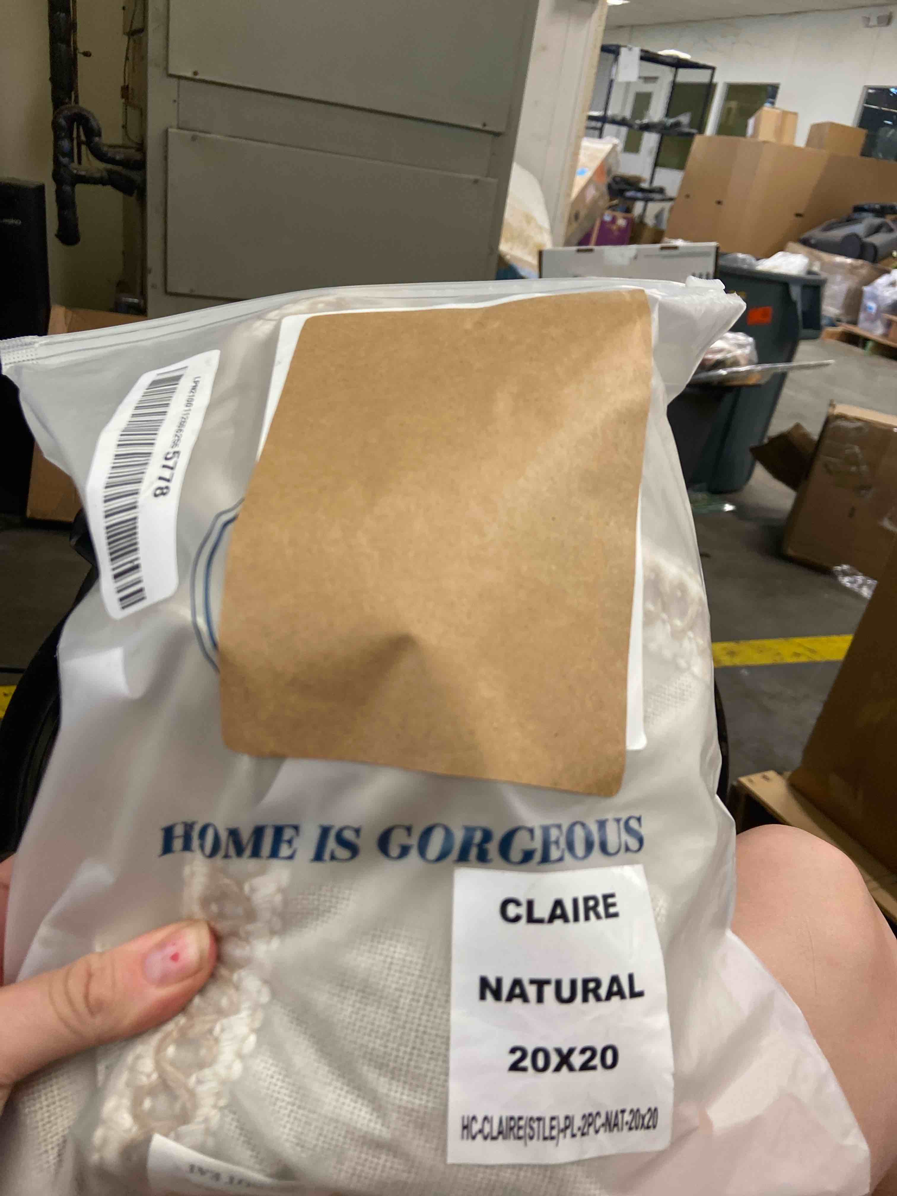 Condition photo showing New/Like New for phantoscope pack of 2 farmhouse decorative solid throw decorative pillow cover burlap linen trimmed tailored edges, oatmeal 20 x 20 inches, 50 x 50 cm 20" x 20" (pack of 2) oatmeal