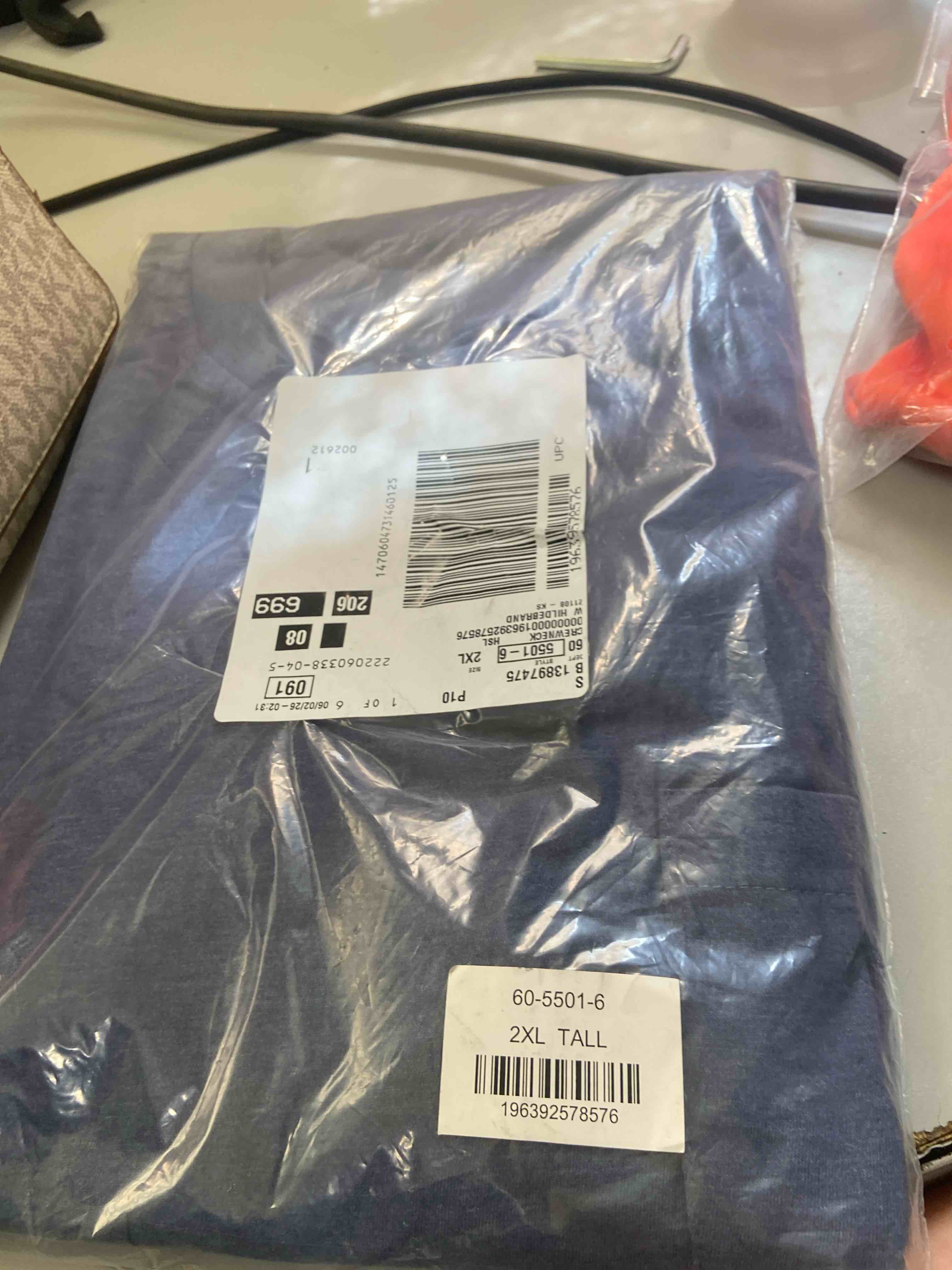 Condition photo showing New/Like New for kingsize men's big & tall shrink-less lightweight longer-length crewneck pocket t-shirt