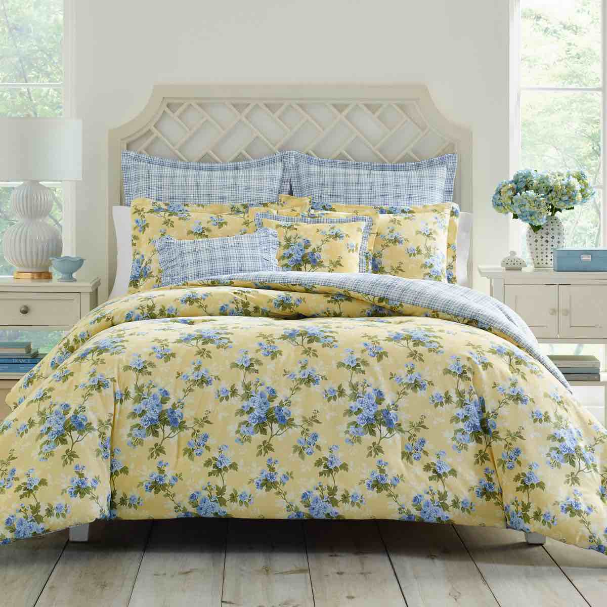 laura ashley cassidy floral yellow cotton duvet cover set