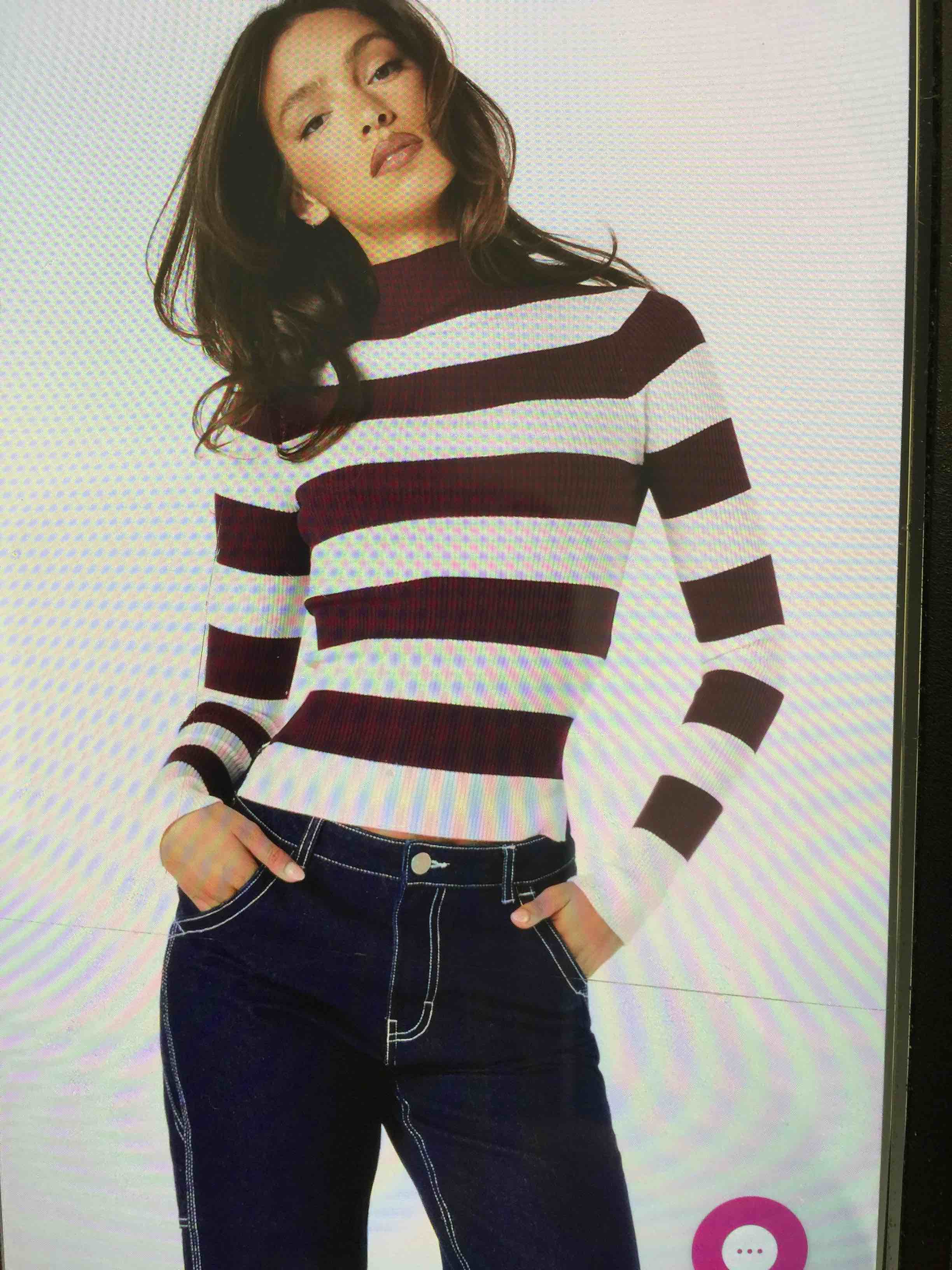 Streetwear Society burgundy and white striped sweater Size S