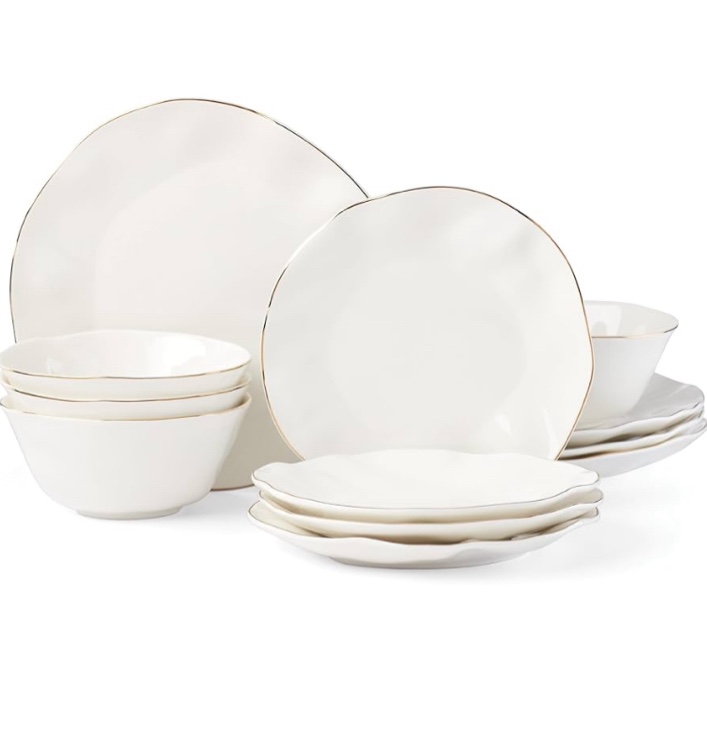 Lenox Blue Bay 12-Piece Dinnerware Set, 15.20 LB, White