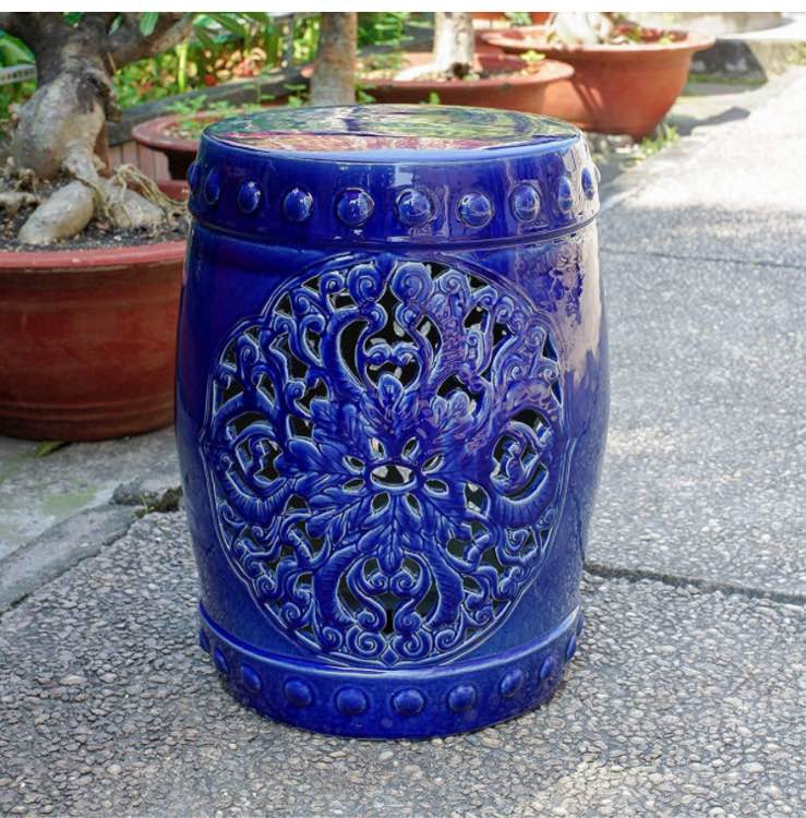 International Caravan Isfahani Garden Stool Navy
