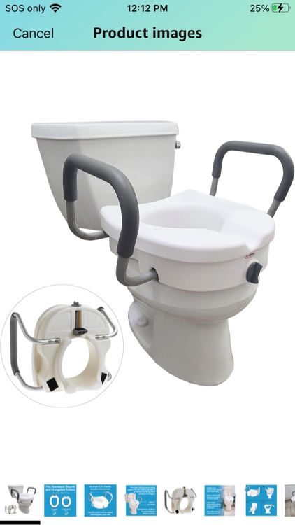 Carex EZ Lock Raised Toilet Seat with Handles, 5 Inch Elevated Handicap Toilet Seat Riser with Arms, Fits Most Toilets