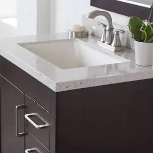 37 in. W x 22 in. D Engineered Solid Surface White Rectangular Single Sink Vanity Top in Silver Ash