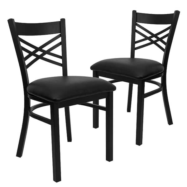 Black Vinyl Seat/Black Metal Frame Restaurant Chairs pack of 6