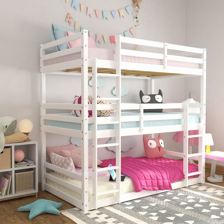  Campbell Wood Triple Twin Convertible Bunk Bed, White ,wf286604aak(Box 2 of 2 only)