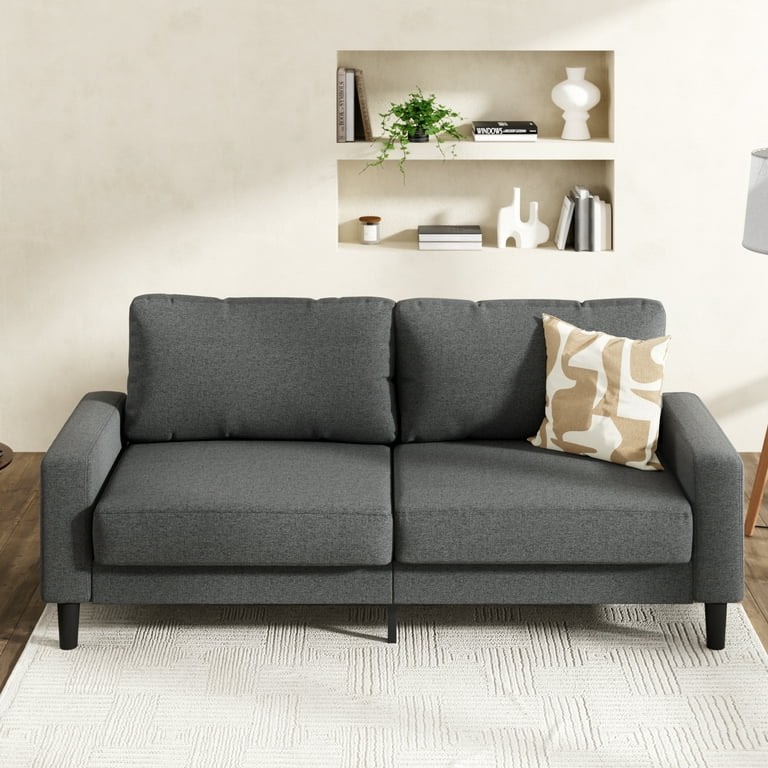 Zinus 76" Harmony Indoor Fabric Sofa, Dark Gray
