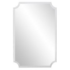 Howard Elliott Frameless Scalloped Wall Hanging Silver Vanity, Home Decoration Mirrors for Living, Bedroom, Entryway, or Any room Bathroom, Rectangle (24 x 36) Frameless scalloped Rectangle (24 x 36)