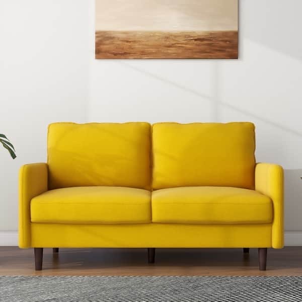 Modern Couch Linen Fabric 2 Seat Loveseat Sofa