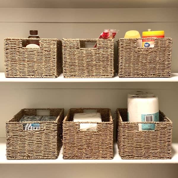 Woven grass knockdown rectangular storage