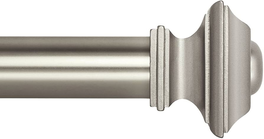 Ivilon Drapery Treatment Window Curtain Rod - Square Design 1 1/8 Rod. 48 to 86 Inch. Satin Nickel