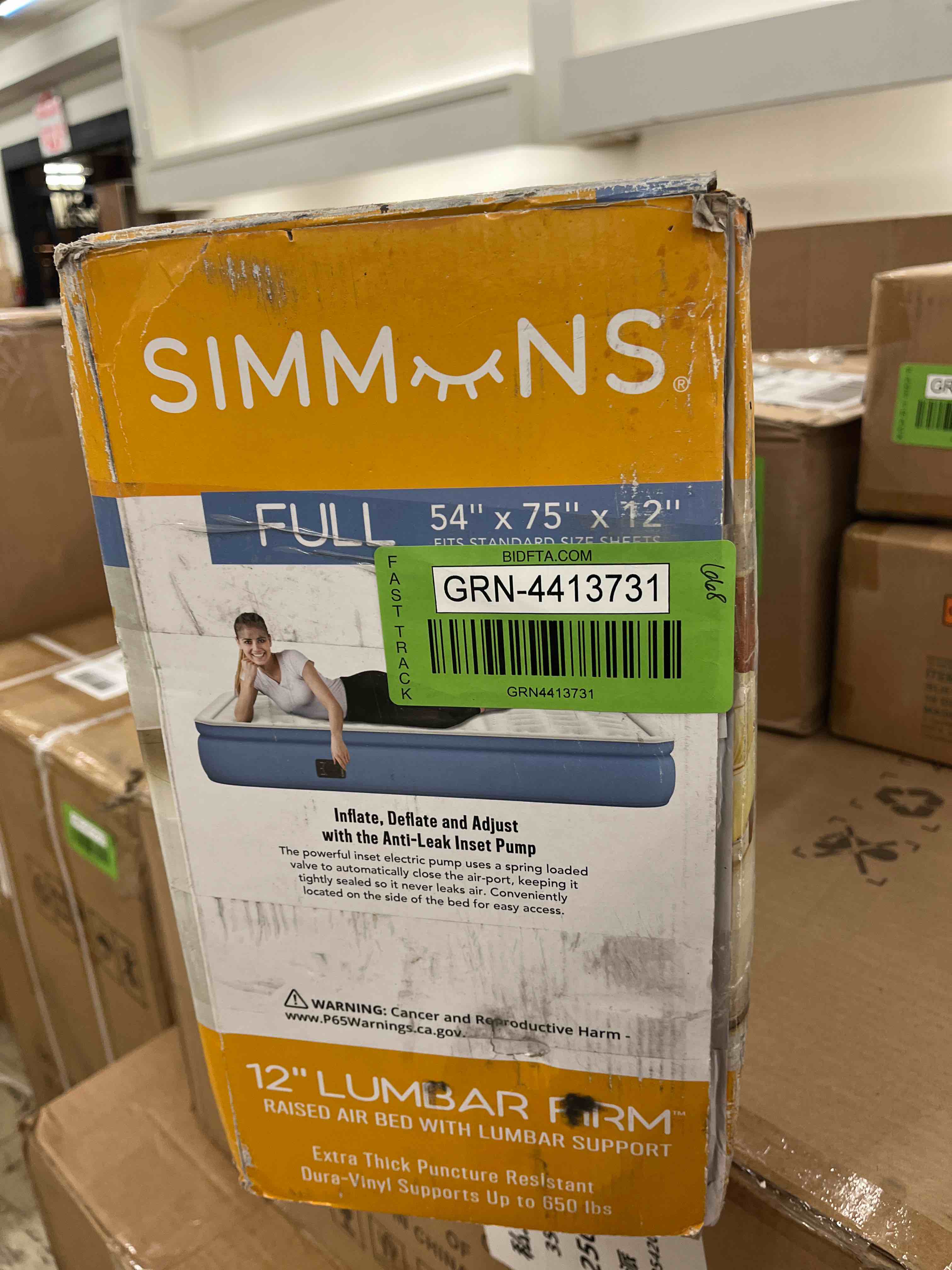 Simmons Lumbar Firm, 12" TriZone Air Mattress with Builtin Pump and