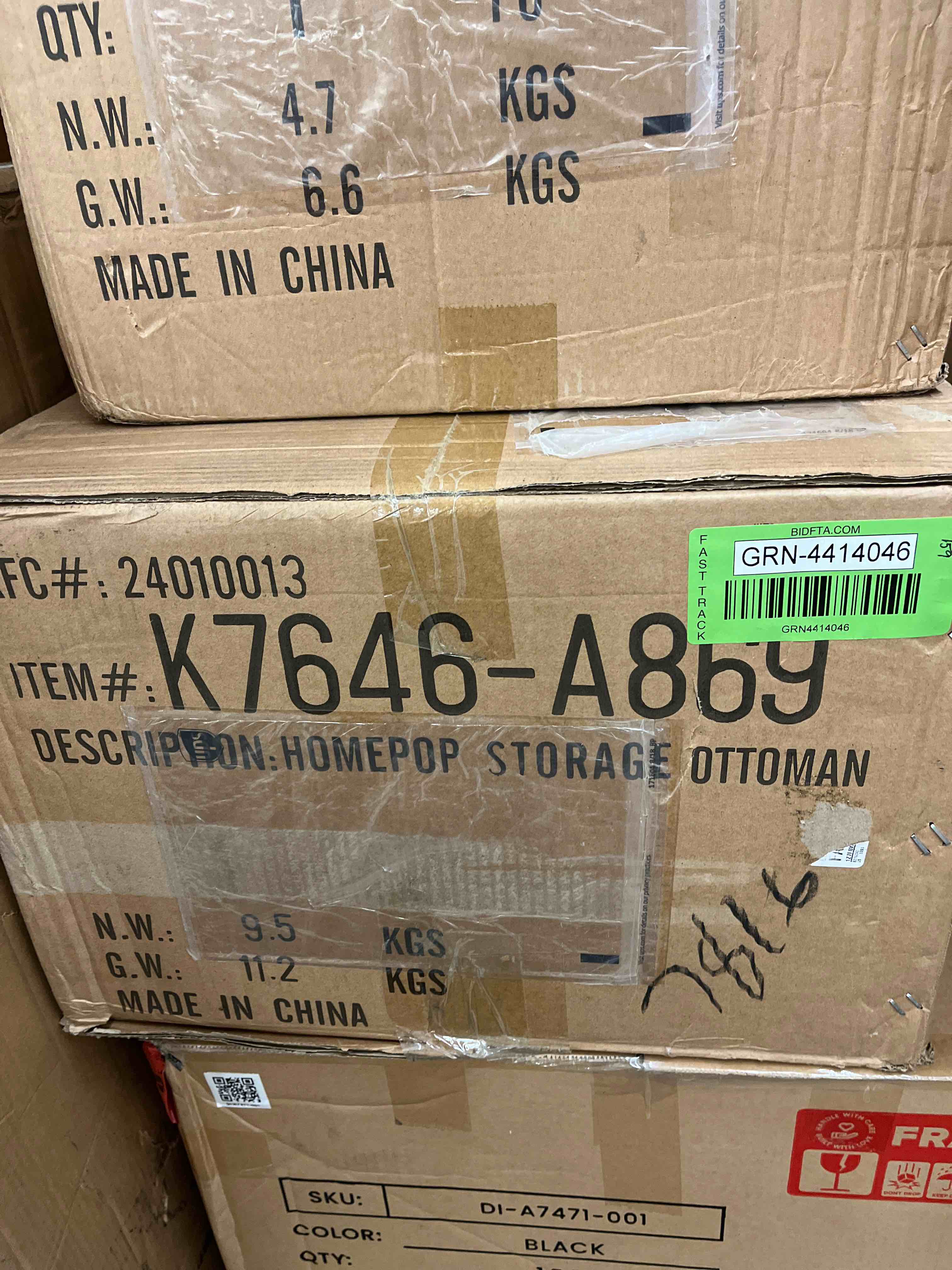 Medium Storage Ottoman Cream/Orange HomePop Upholstered Bench with