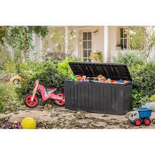 Keter Marvel Plus 71 Gallon Resin Outdoor Storage Box for Patio Furniture Cushions, Throw Pillows, Garden Tools and Pool Floats, Brown