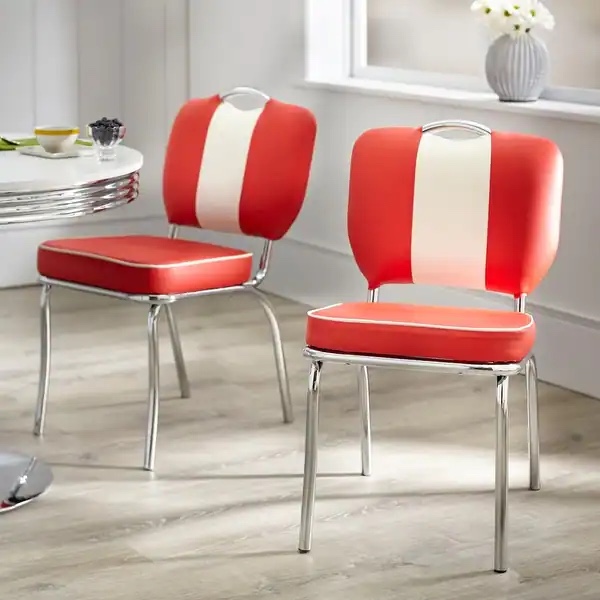 Simple Living Raleigh Retro Dining Chairs (Set of 2) - Red