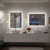 Aevar Simple & Modern Back LED Lighted Anti-Fog Bathroom/Vanity Mirror with Tempered Glass & ETL