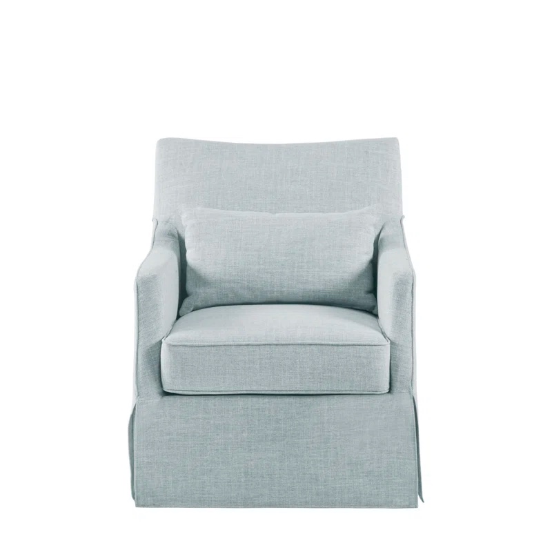 Martha Stewart London Farmhouse Skirted Swivel Chair with Lumbar Pillow