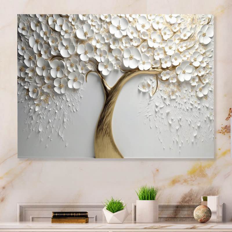 Janese " White Orchid Tree Garden Of Branches V " on Metal
