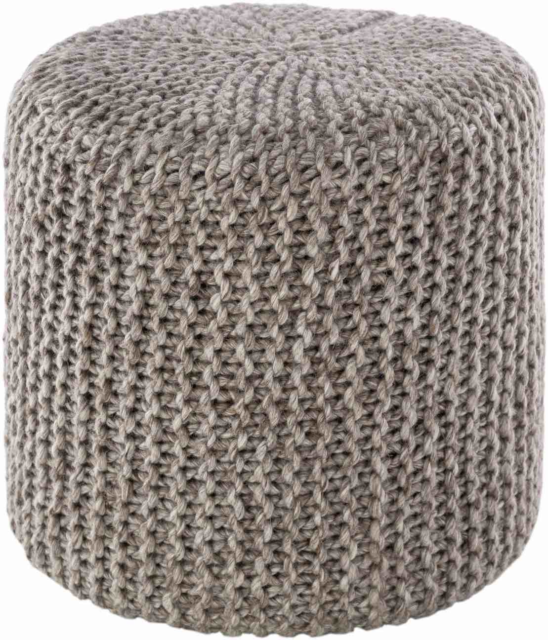 SURYA PRADO POPF-002 LIGHT BROWN 16"H X 18"W X 18"D POUF