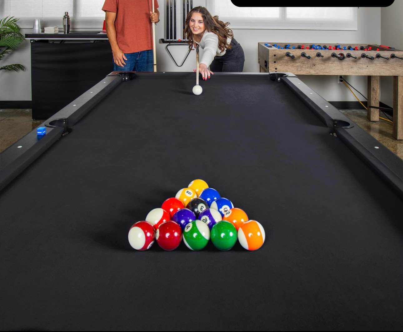 GoSports 7ft Billiards Table - Portable Pool Table - includes Full Set of Balls, 2 Cue Sticks, Chalk and Felt Brush