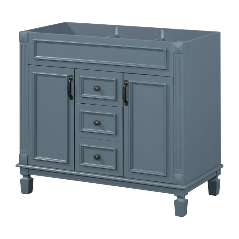 36'' Bathroom Vanity without Top Sink, Royal Blue Cabinet only, Modern Bathroom Storage Cabinet with 2 Soft Closing Doors and 2 Drawers(NOT INCLUDED- BASIN SINK)