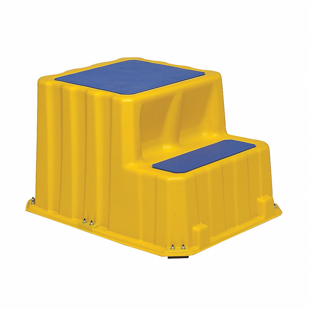Plastic Box Step, 25 in Overall Height, 500 lb Load Capacity, Number of Steps: 2